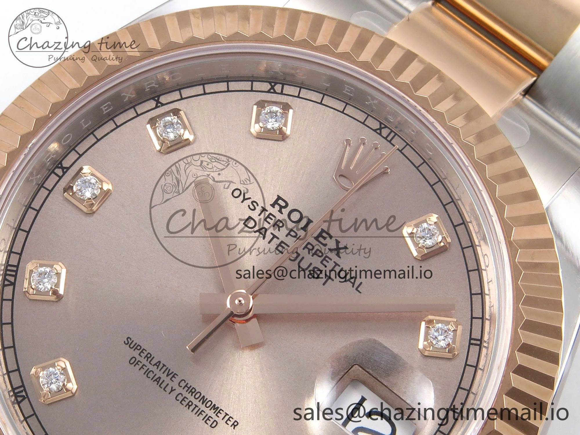 DateJust 41 126331 ARF 1:1 Best Edition 904L Steel RG Diamonds Dial on SS RG Oyster Bracelet SH3235（Gain Weight）