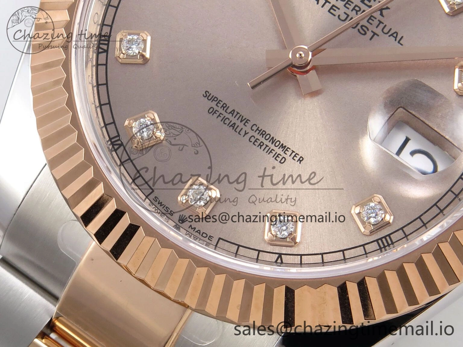 DateJust 41 126331 ARF 1:1 Best Edition 904L Steel RG Diamonds Dial on SS RG Oyster Bracelet SH3235（Gain Weight）