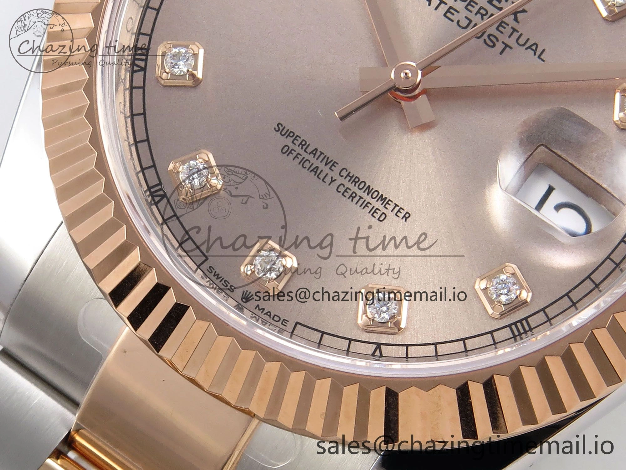DateJust 41 126331 ARF 1:1 Best Edition 904L Steel RG Diamonds Dial on SS RG Oyster Bracelet SH3235（Gain Weight）
