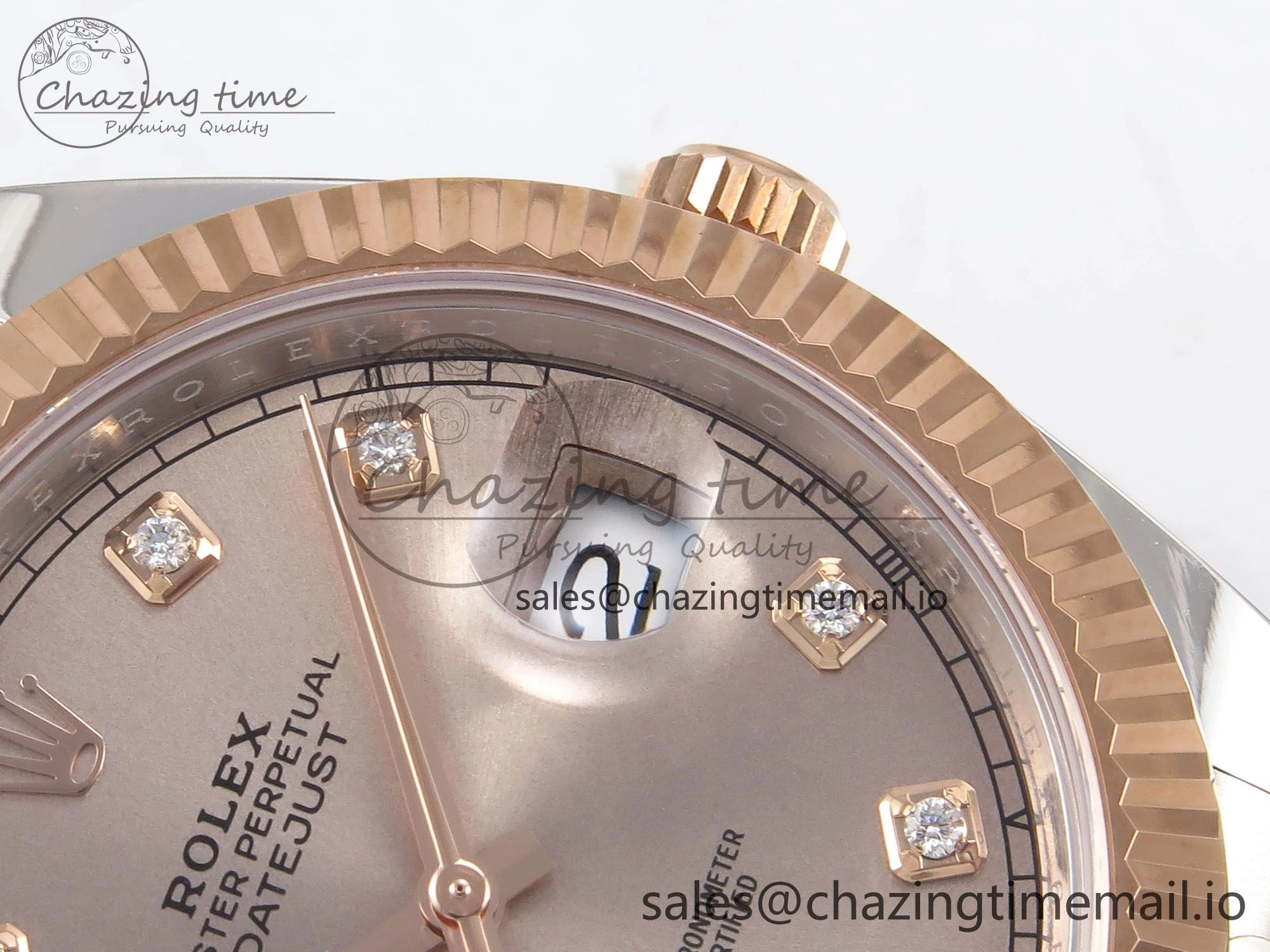 DateJust 41 126331 ARF 1:1 Best Edition 904L Steel RG Diamonds Dial on SS RG Oyster Bracelet SH3235（Gain Weight）
