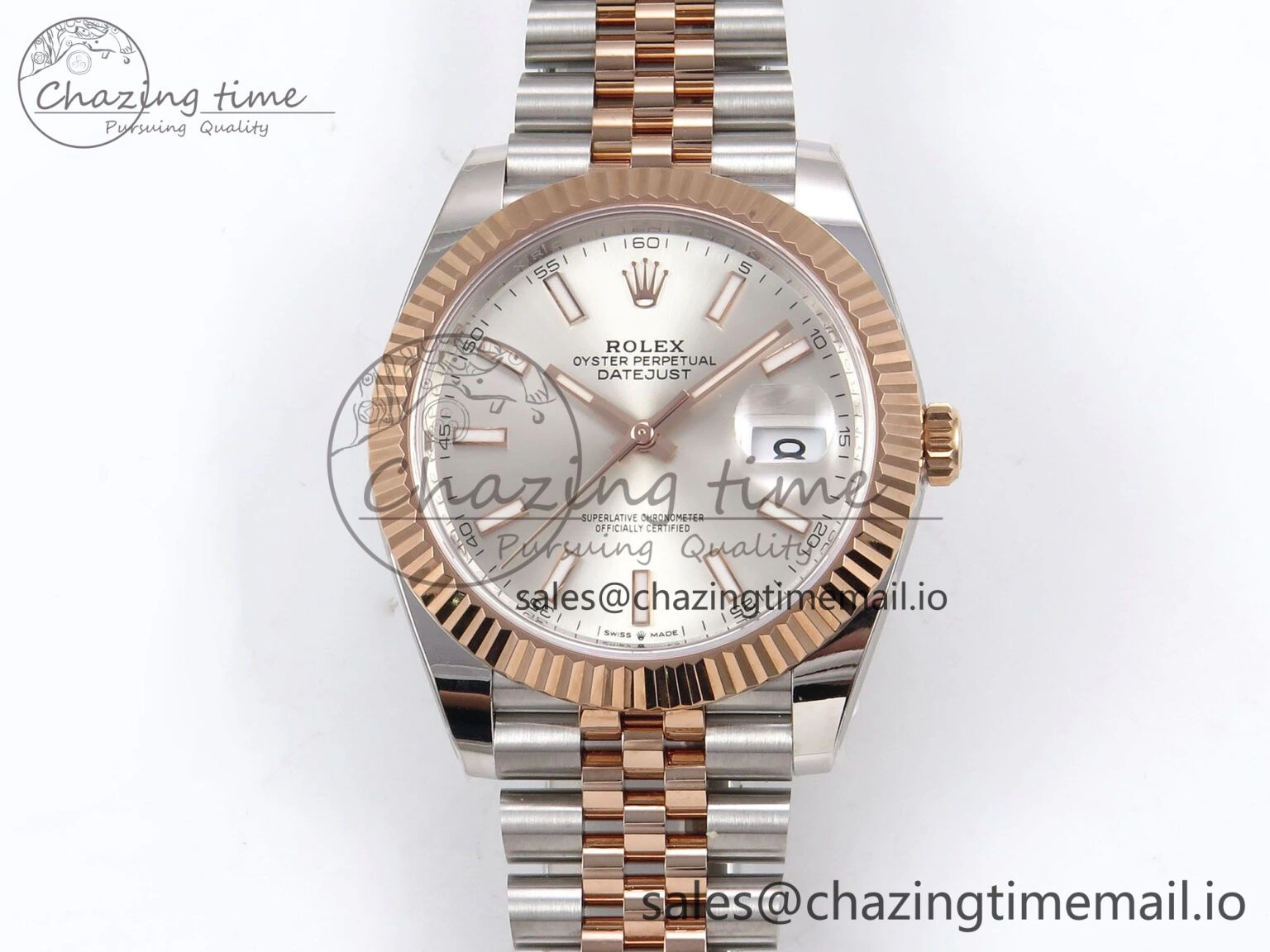 DateJust 41 126331 ARF 1:1 Best Edition 904L Steel Silver Dial on SS RG Jubilee Bracelet SH3235（Gain Weight）