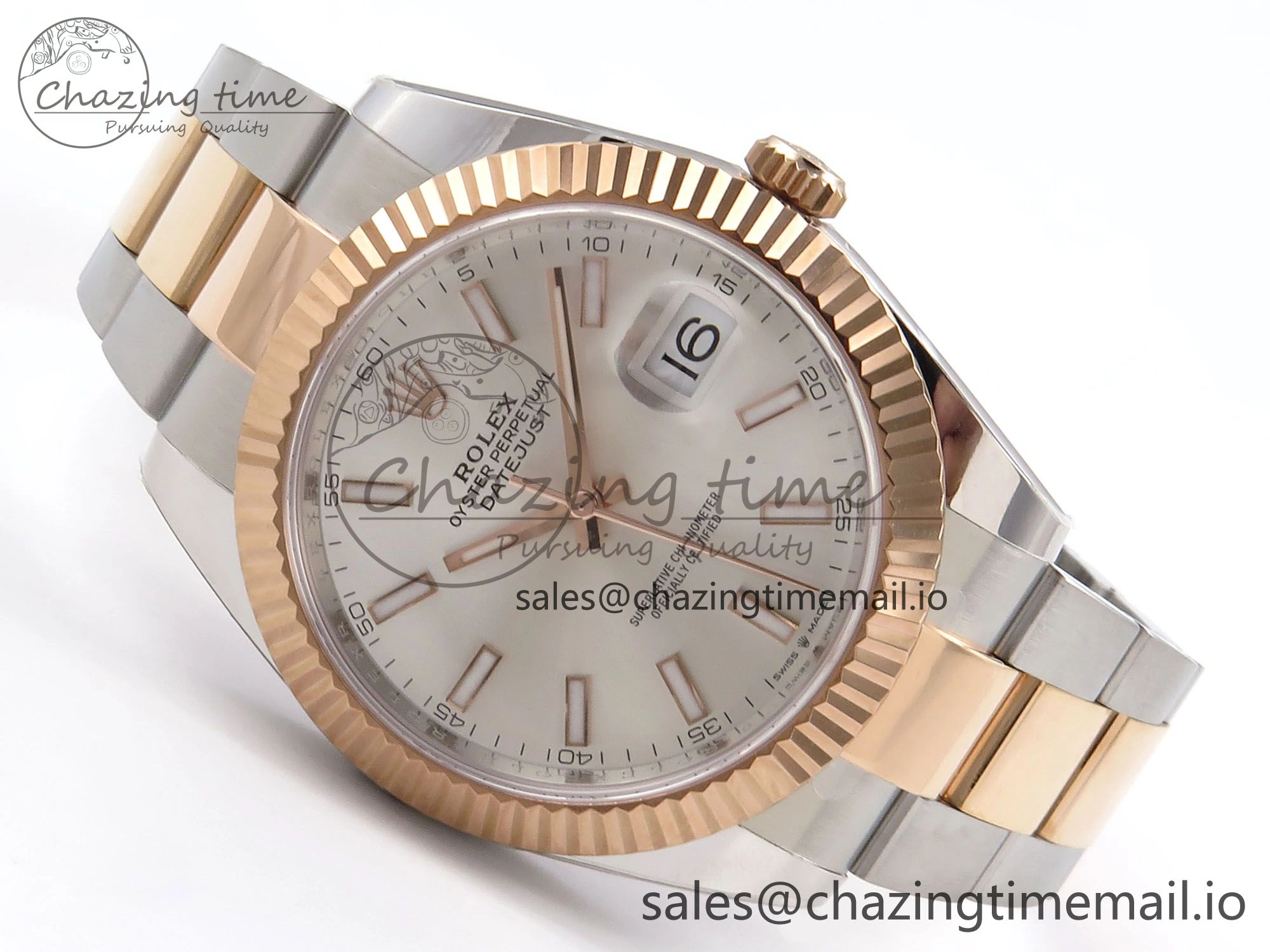 DateJust 41 126331 ARF 1:1 Best Edition 904L Steel Silver Dial on SS RG Oyster Bracelet SH3235（Gain Weight）