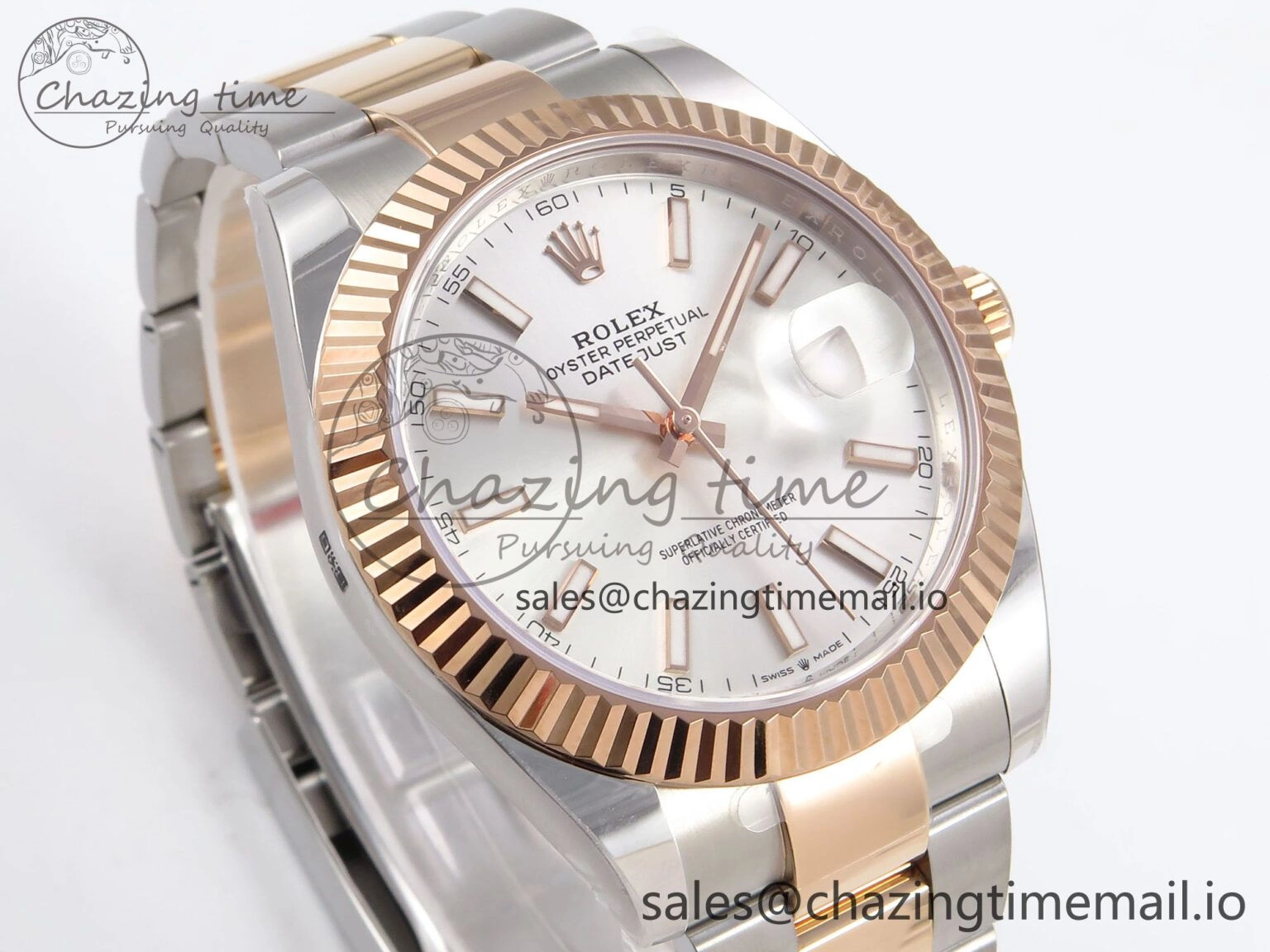 DateJust 41 126331 ARF 1:1 Best Edition 904L Steel Silver Dial on SS RG Oyster Bracelet SH3235（Gain Weight）