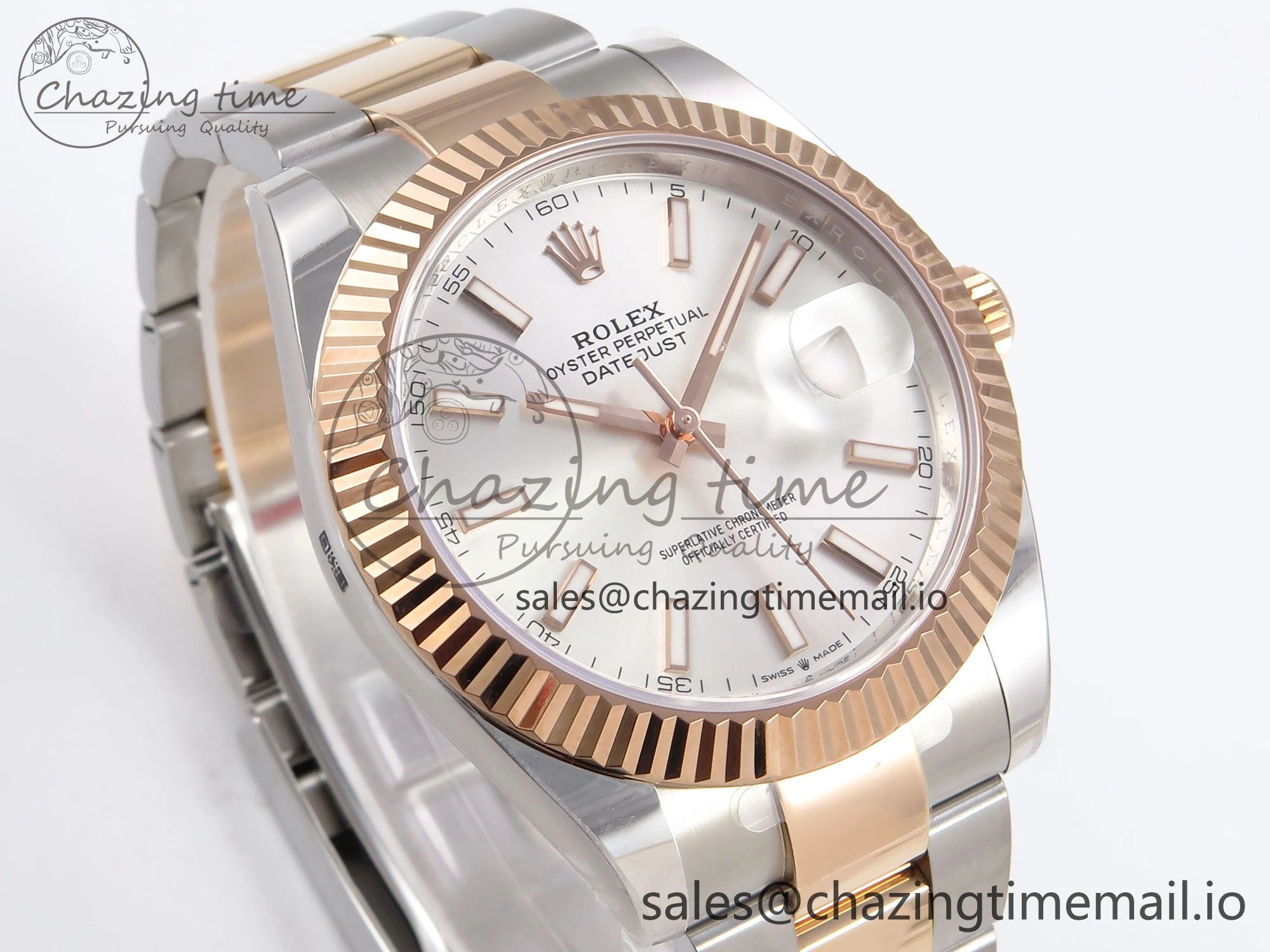 DateJust 41 126331 ARF 1:1 Best Edition 904L Steel Silver Dial on SS RG Oyster Bracelet SH3235（Gain Weight）