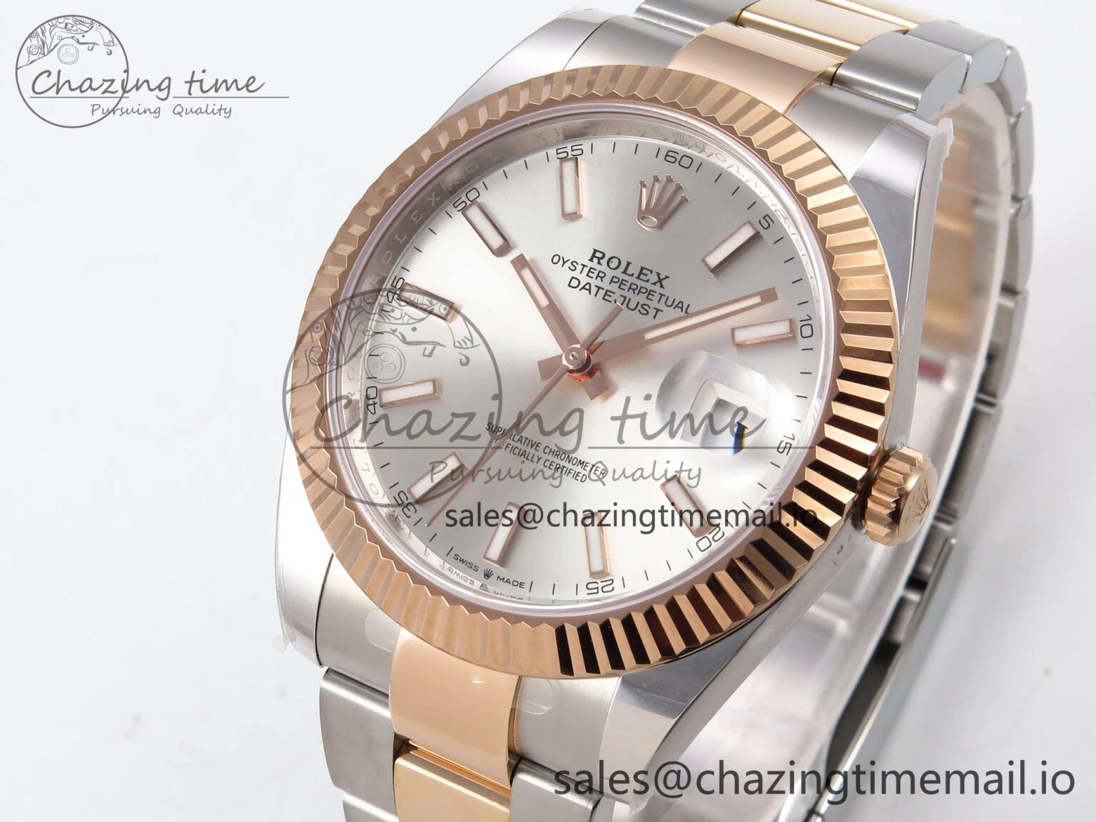 DateJust 41 126331 ARF 1:1 Best Edition 904L Steel Silver Dial on SS RG Oyster Bracelet SH3235（Gain Weight）
