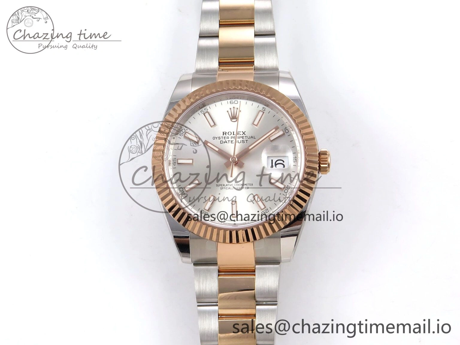 DateJust 41 126331 ARF 1:1 Best Edition 904L Steel Silver Dial on SS RG Oyster Bracelet SH3235（Gain Weight）
