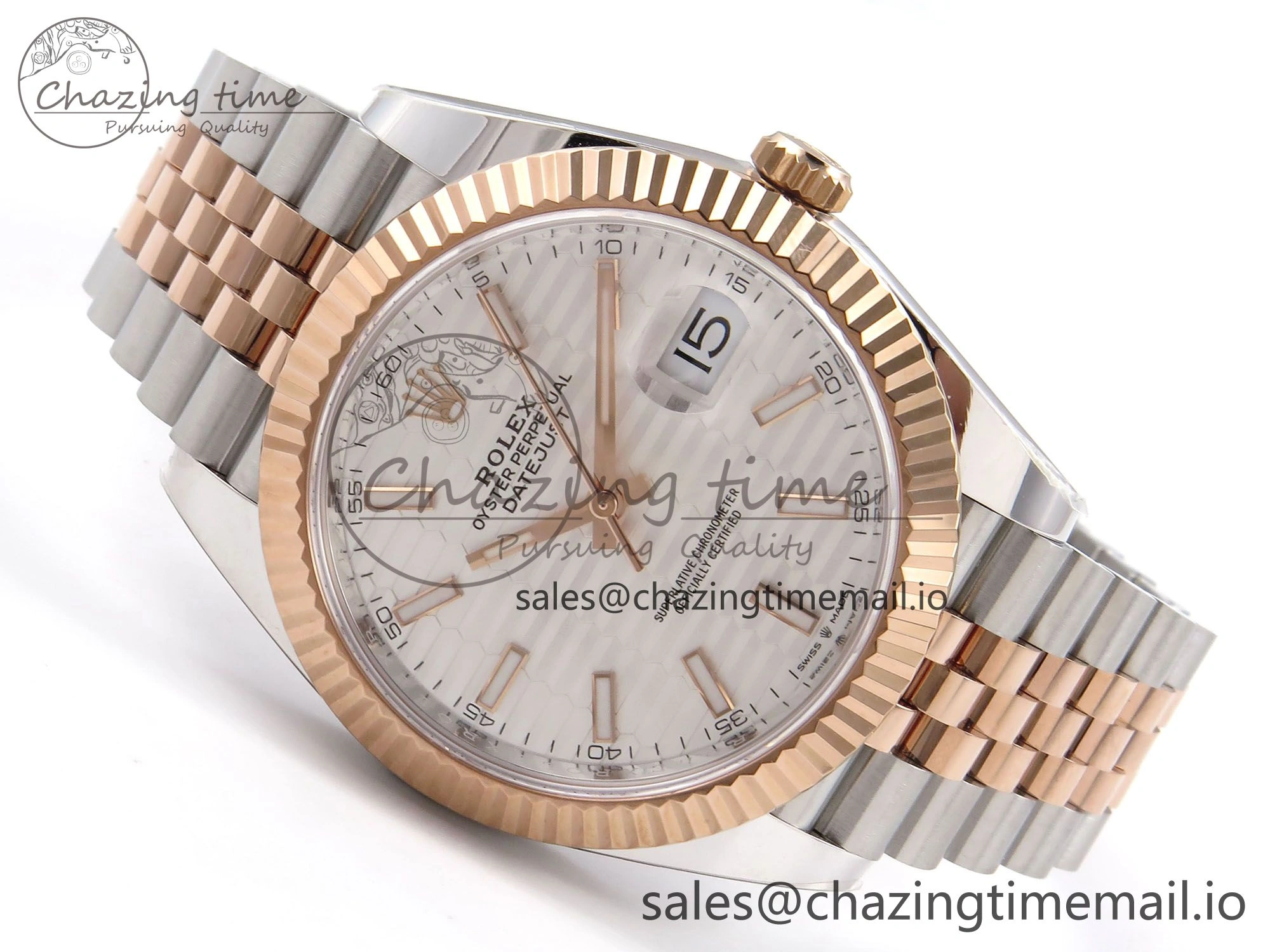 DateJust 41 126331 ARF 1:1 Best Edition 904L Steel Silver Textured Dial on SS RG Jubilee Bracelet SH3235（Gain Weight）