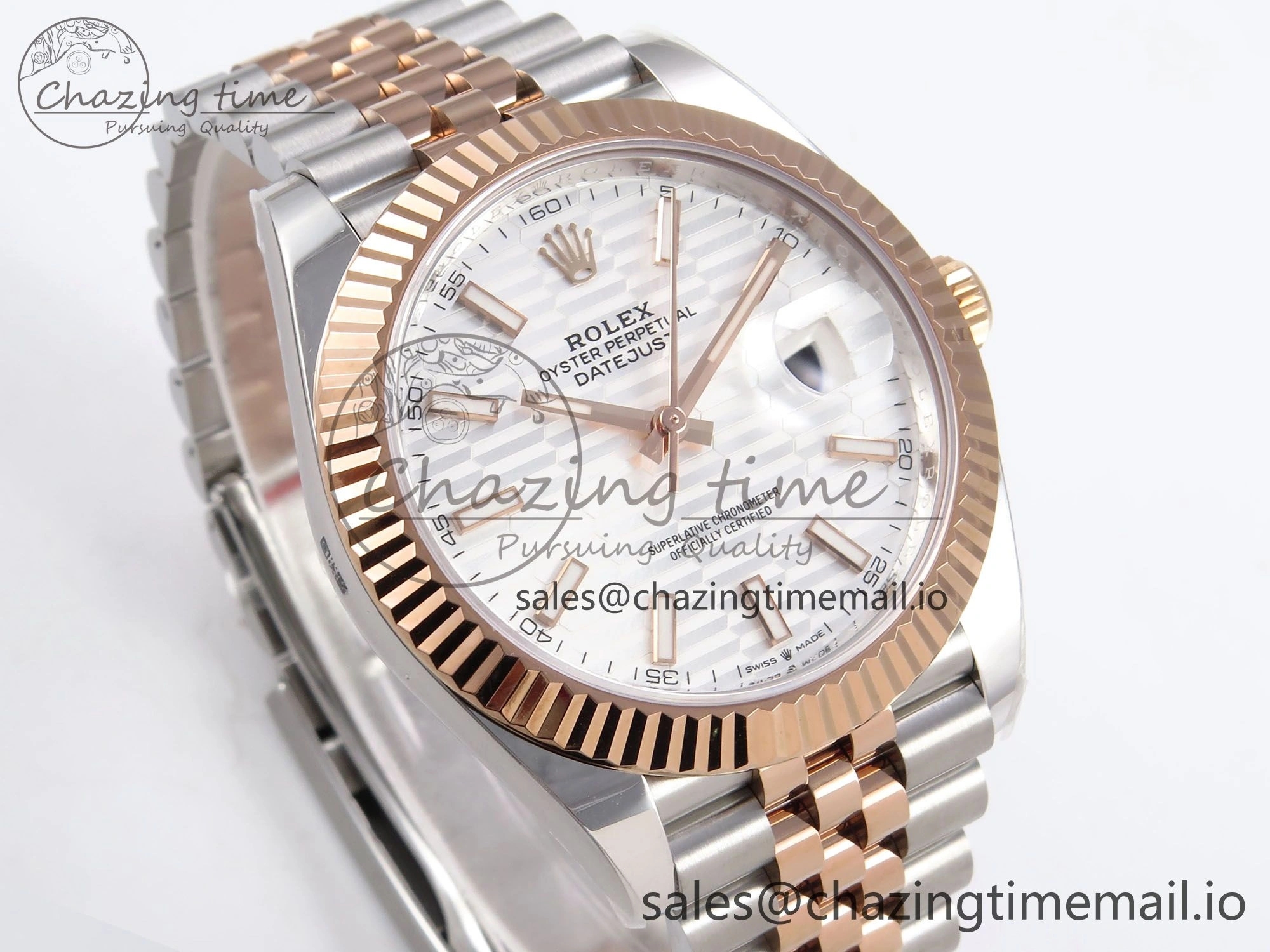 DateJust 41 126331 ARF 1:1 Best Edition 904L Steel Silver Textured Dial on SS RG Jubilee Bracelet SH3235（Gain Weight）