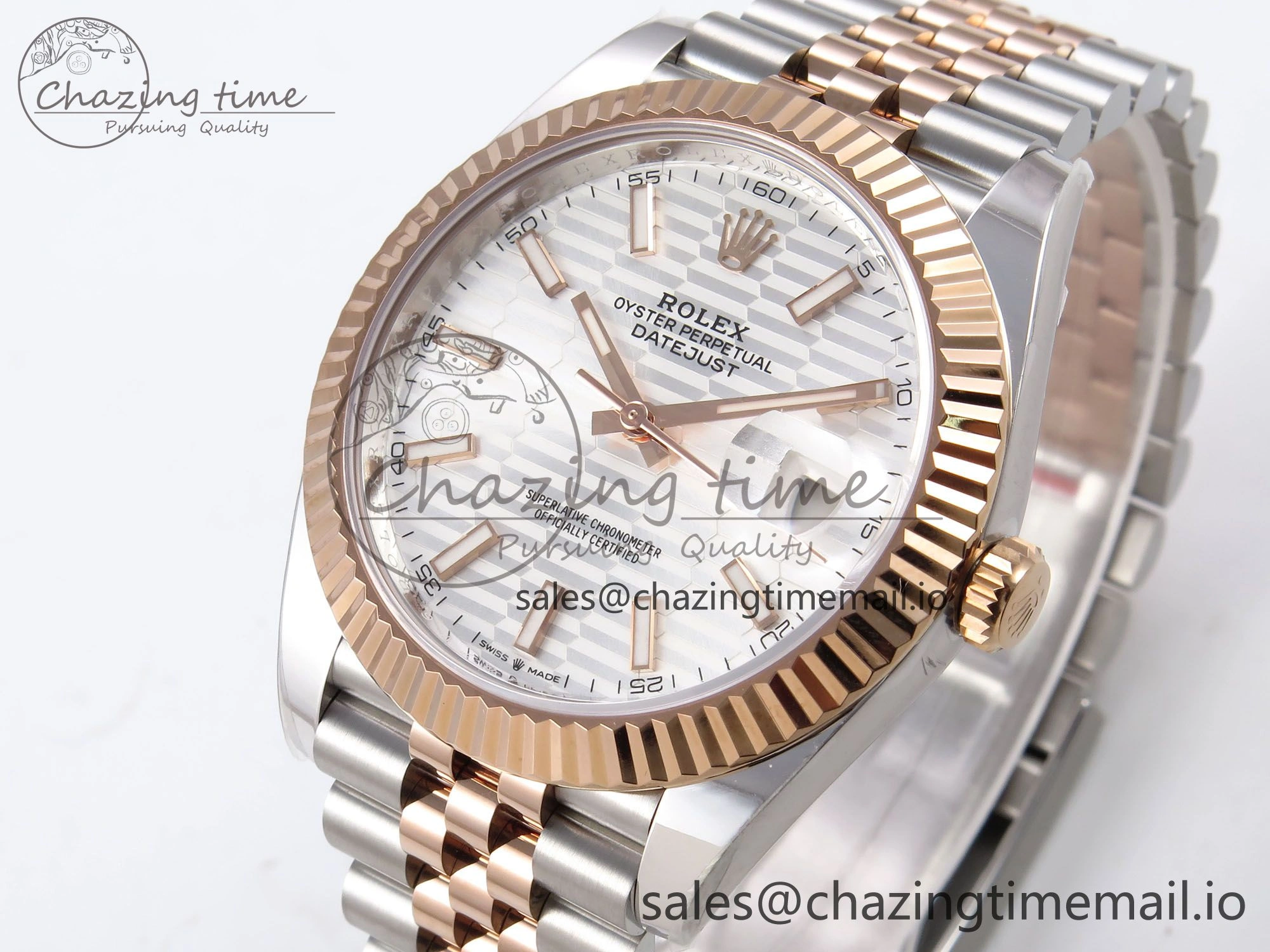 DateJust 41 126331 ARF 1:1 Best Edition 904L Steel Silver Textured Dial on SS RG Jubilee Bracelet SH3235（Gain Weight）
