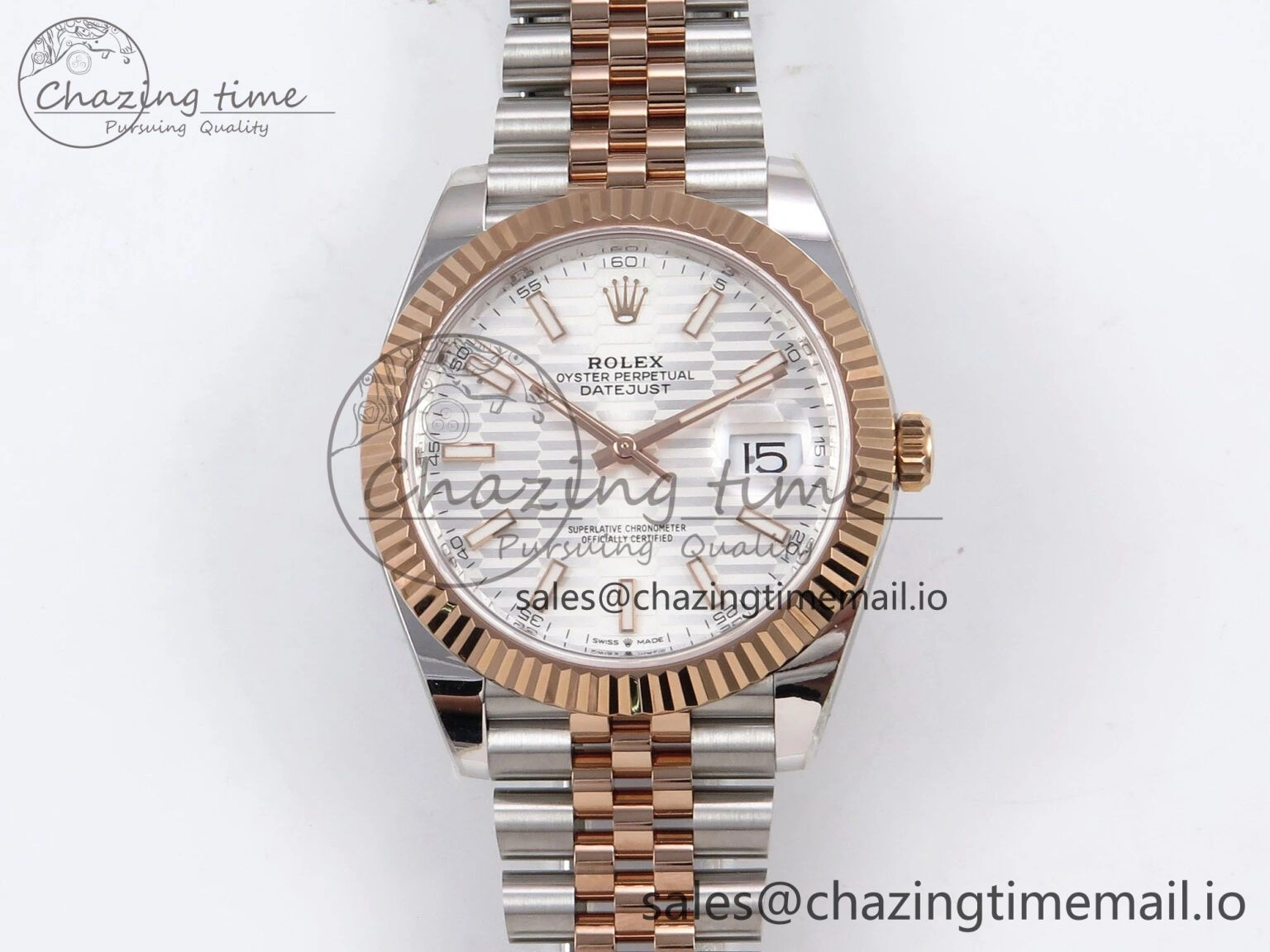 DateJust 41 126331 ARF 1:1 Best Edition 904L Steel Silver Textured Dial on SS RG Jubilee Bracelet SH3235（Gain Weight）