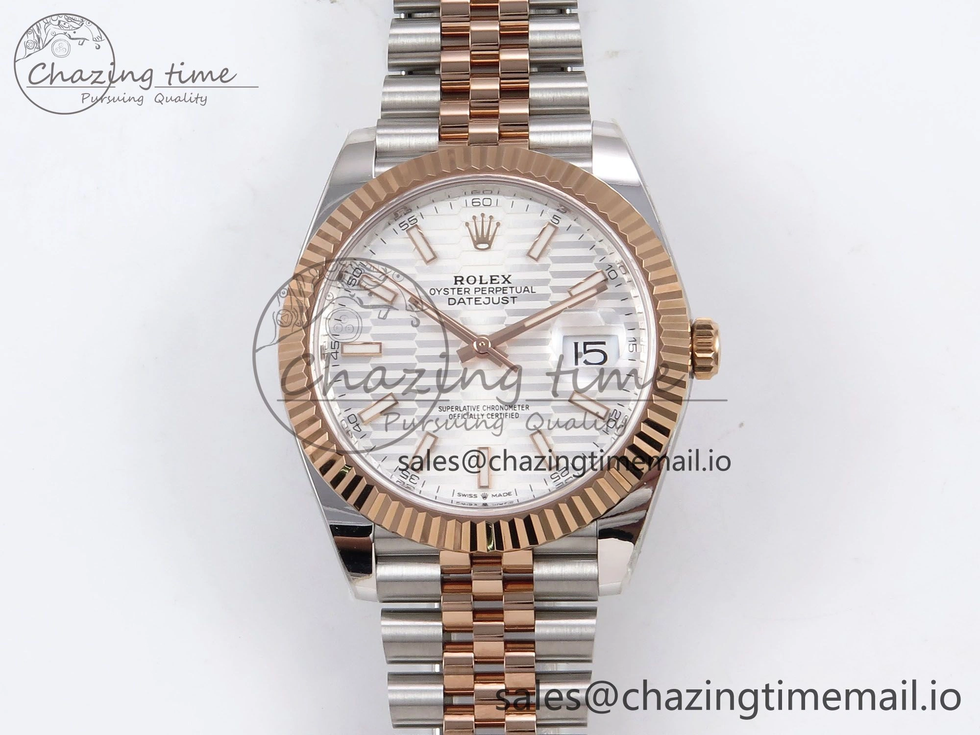 DateJust 41 126331 ARF 1:1 Best Edition 904L Steel Silver Textured Dial on SS RG Jubilee Bracelet SH3235（Gain Weight）