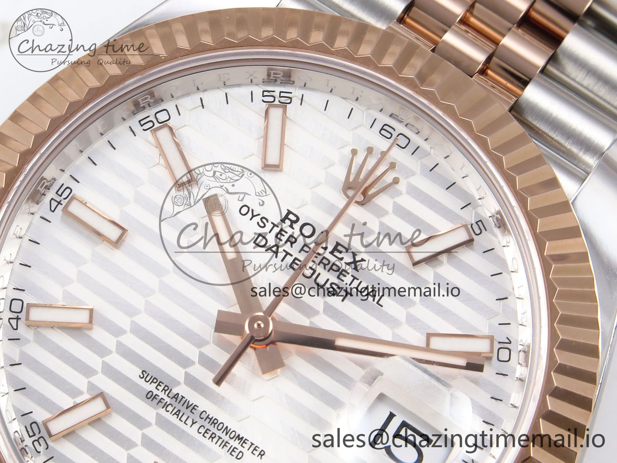 DateJust 41 126331 ARF 1:1 Best Edition 904L Steel Silver Textured Dial on SS RG Jubilee Bracelet SH3235（Gain Weight）