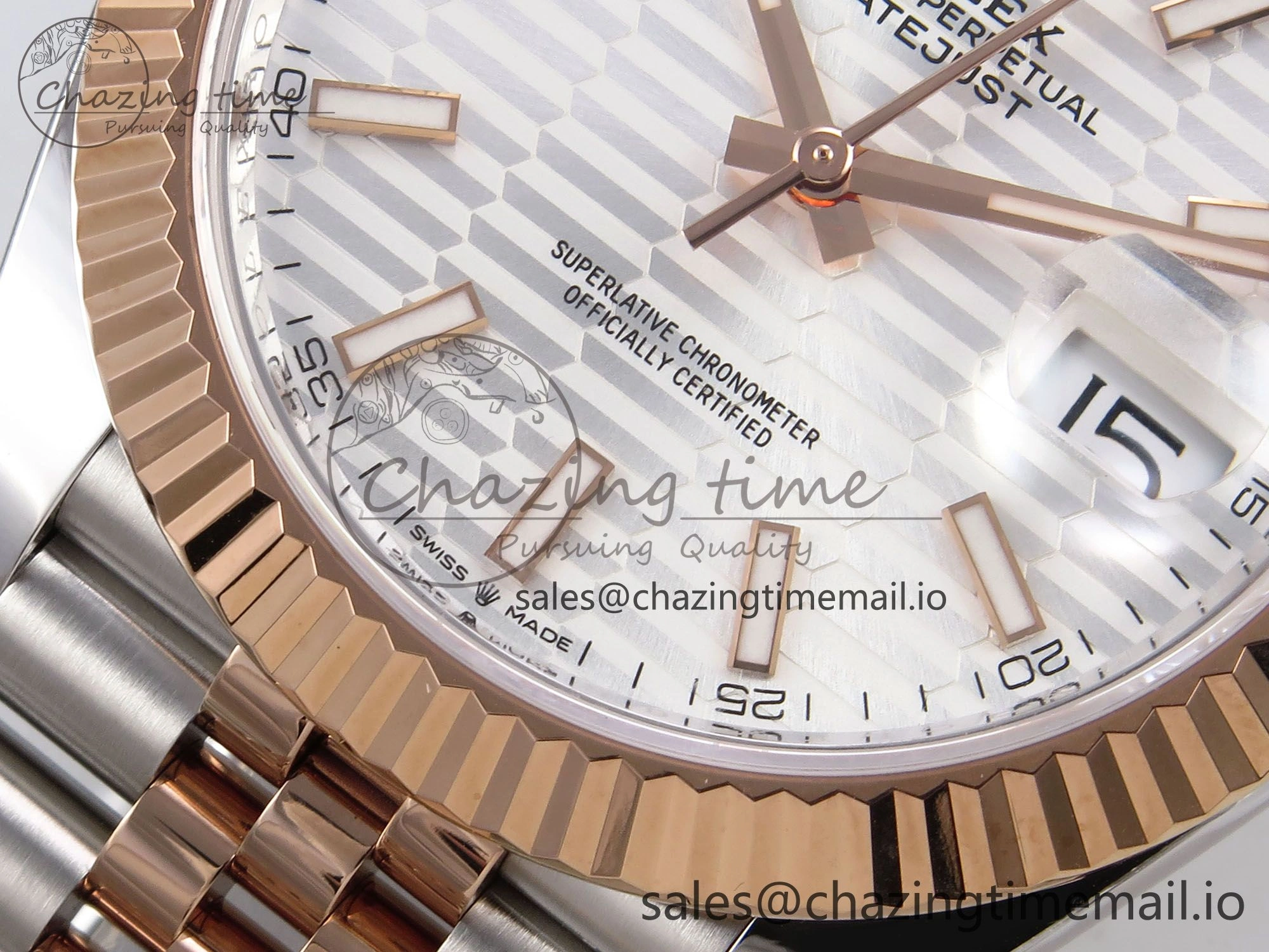 DateJust 41 126331 ARF 1:1 Best Edition 904L Steel Silver Textured Dial on SS RG Jubilee Bracelet SH3235（Gain Weight）