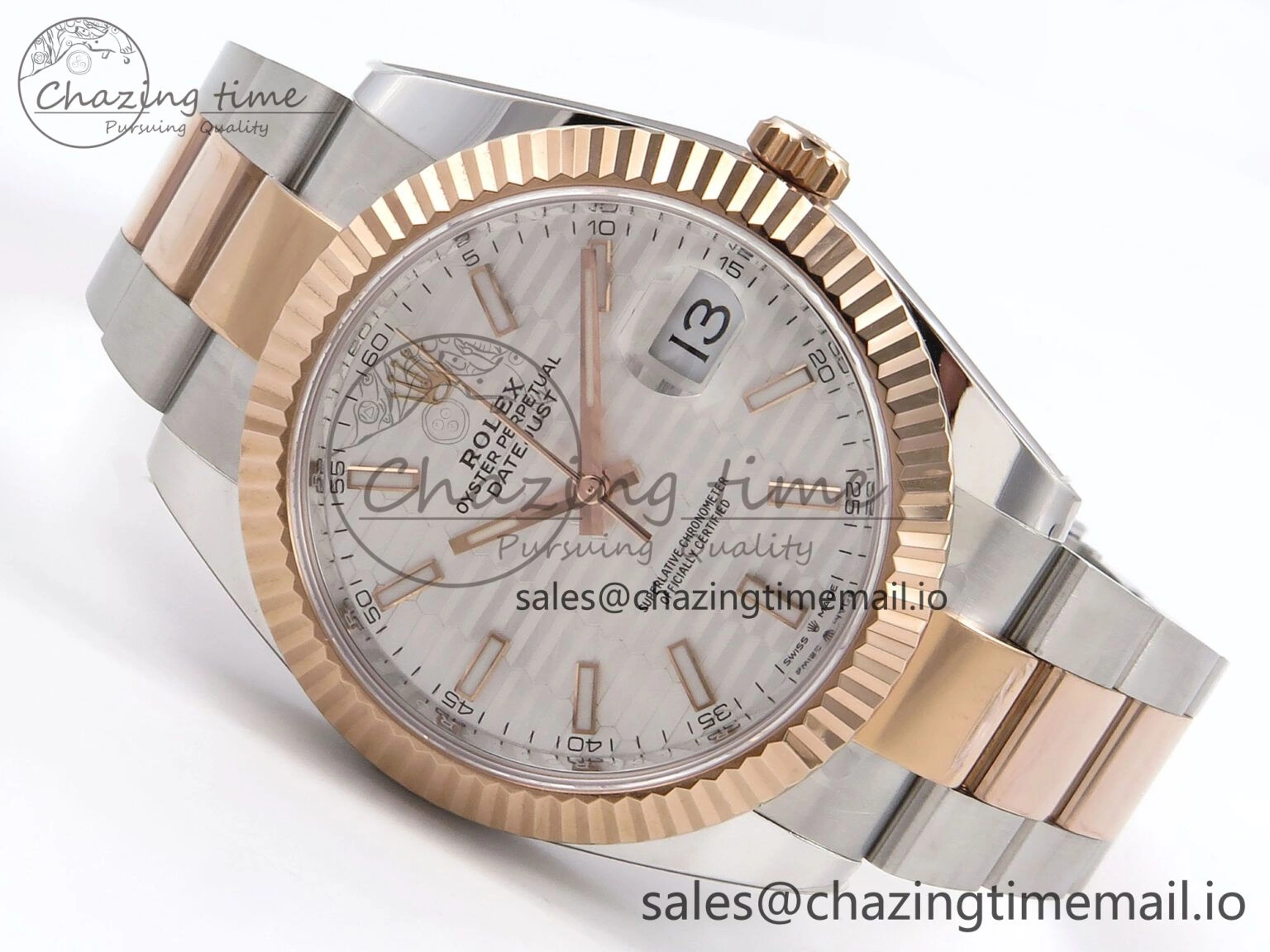 DateJust 41 126331 ARF 1:1 Best Edition 904L Steel Silver Textured Dial on SS RG Oyster Bracelet SH3235（Gain Weight）