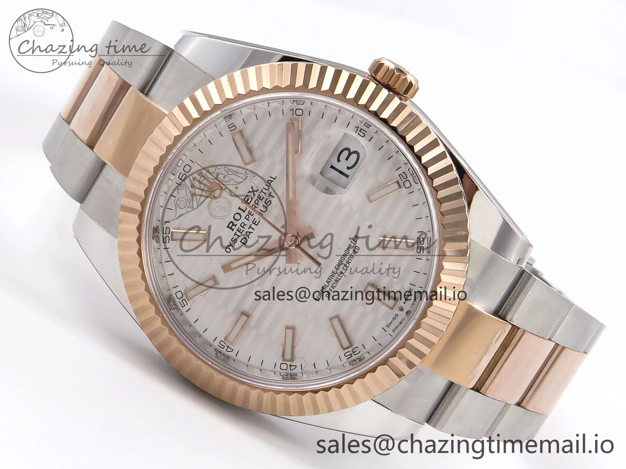 DateJust 41 126331 ARF 1:1 Best Edition 904L Steel Silver Textured Dial on SS RG Oyster Bracelet SH3235（Gain Weight）