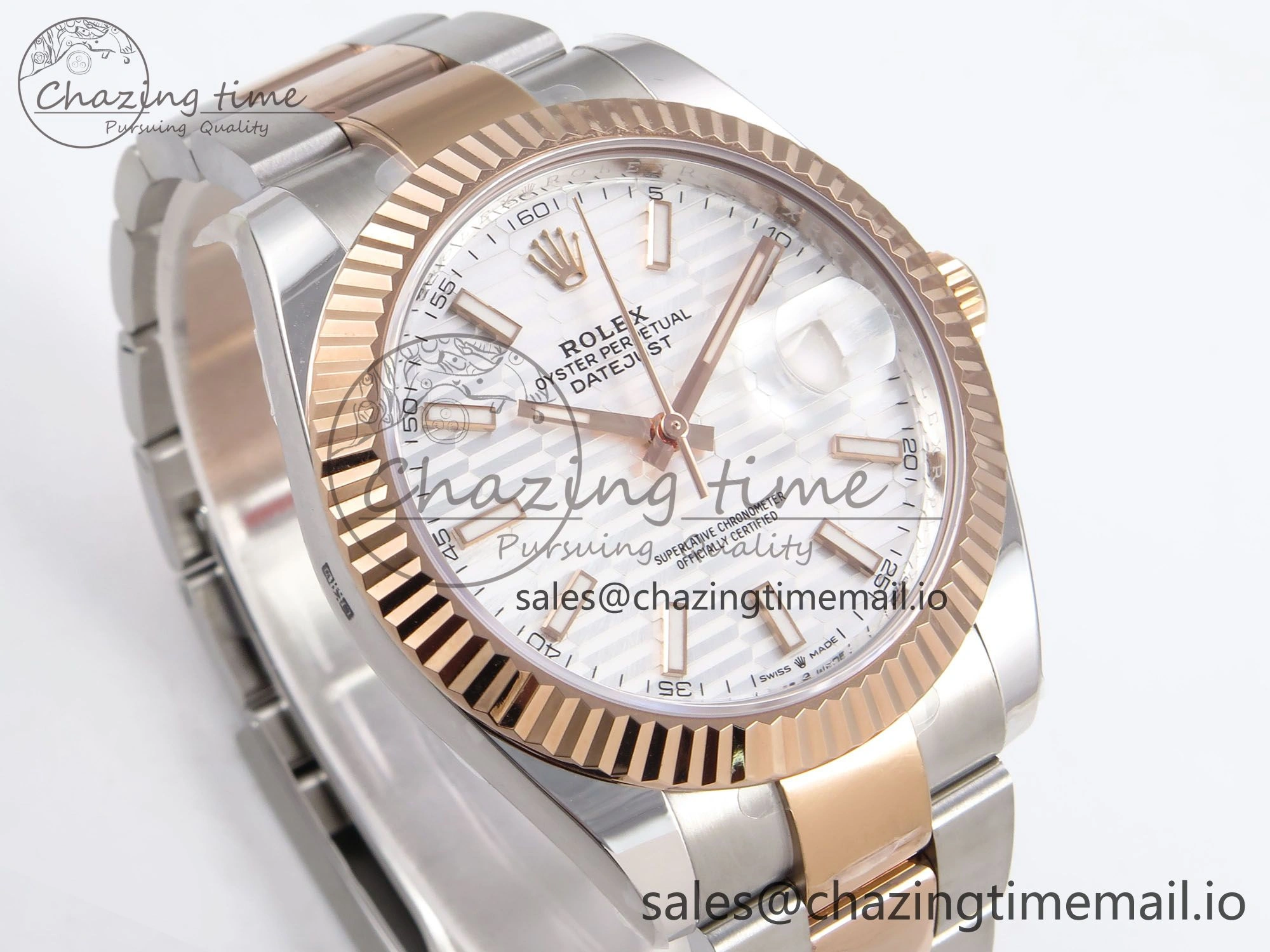 DateJust 41 126331 ARF 1:1 Best Edition 904L Steel Silver Textured Dial on SS RG Oyster Bracelet SH3235（Gain Weight）