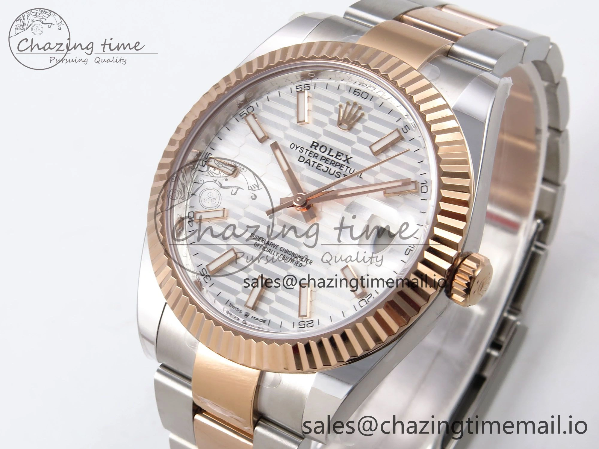 DateJust 41 126331 ARF 1:1 Best Edition 904L Steel Silver Textured Dial on SS RG Oyster Bracelet SH3235（Gain Weight）
