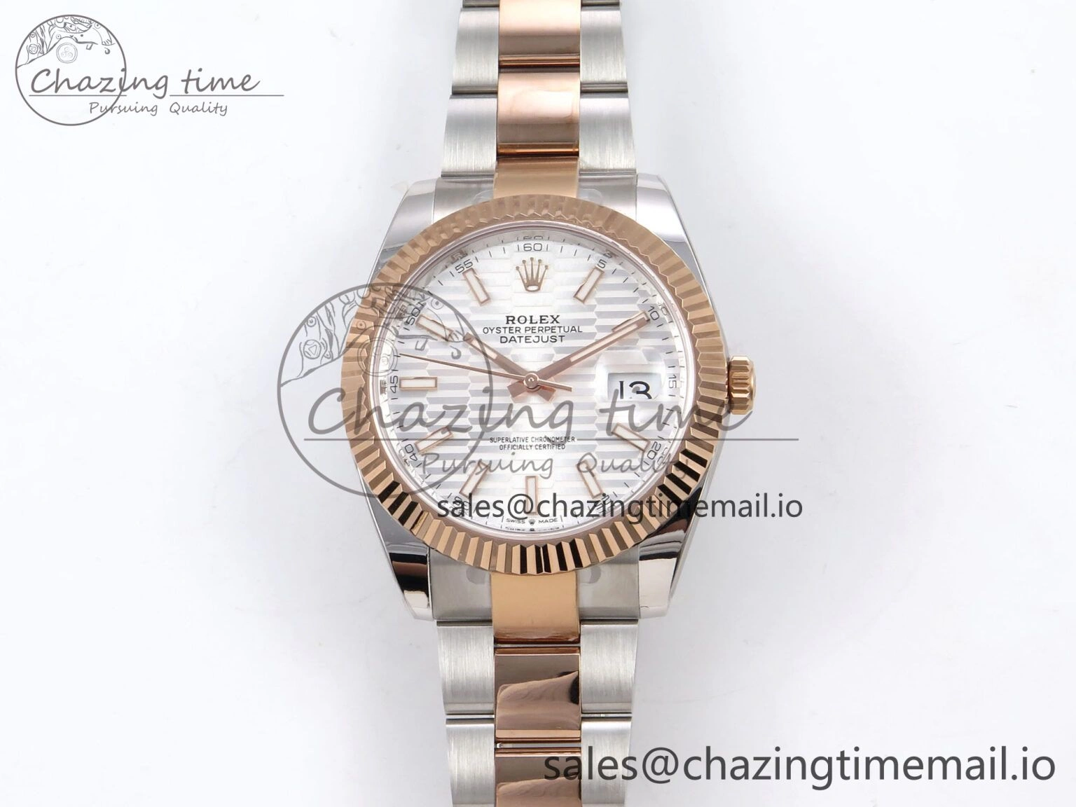 DateJust 41 126331 ARF 1:1 Best Edition 904L Steel Silver Textured Dial on SS RG Oyster Bracelet SH3235（Gain Weight）