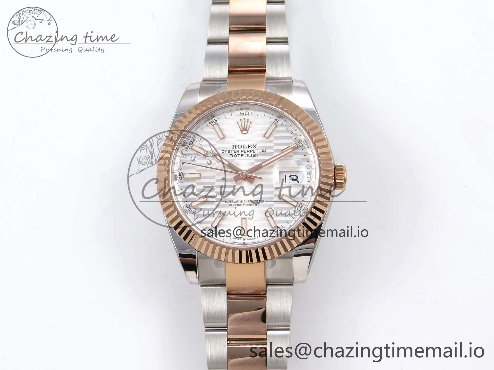 DateJust 41 126331 ARF 1:1 Best Edition 904L Steel Silver Textured Dial on SS RG Oyster Bracelet SH3235（Gain Weight）