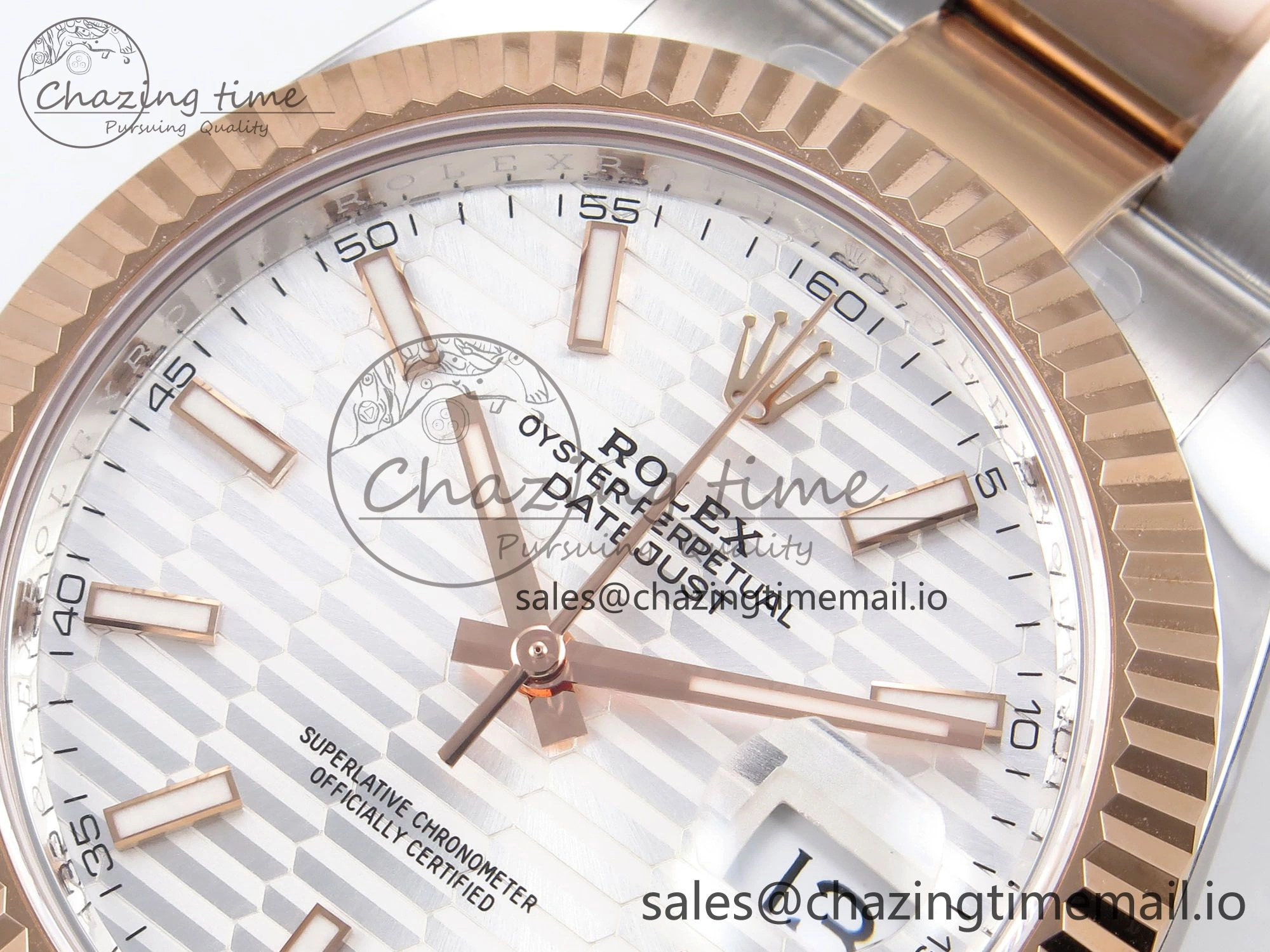 DateJust 41 126331 ARF 1:1 Best Edition 904L Steel Silver Textured Dial on SS RG Oyster Bracelet SH3235（Gain Weight）