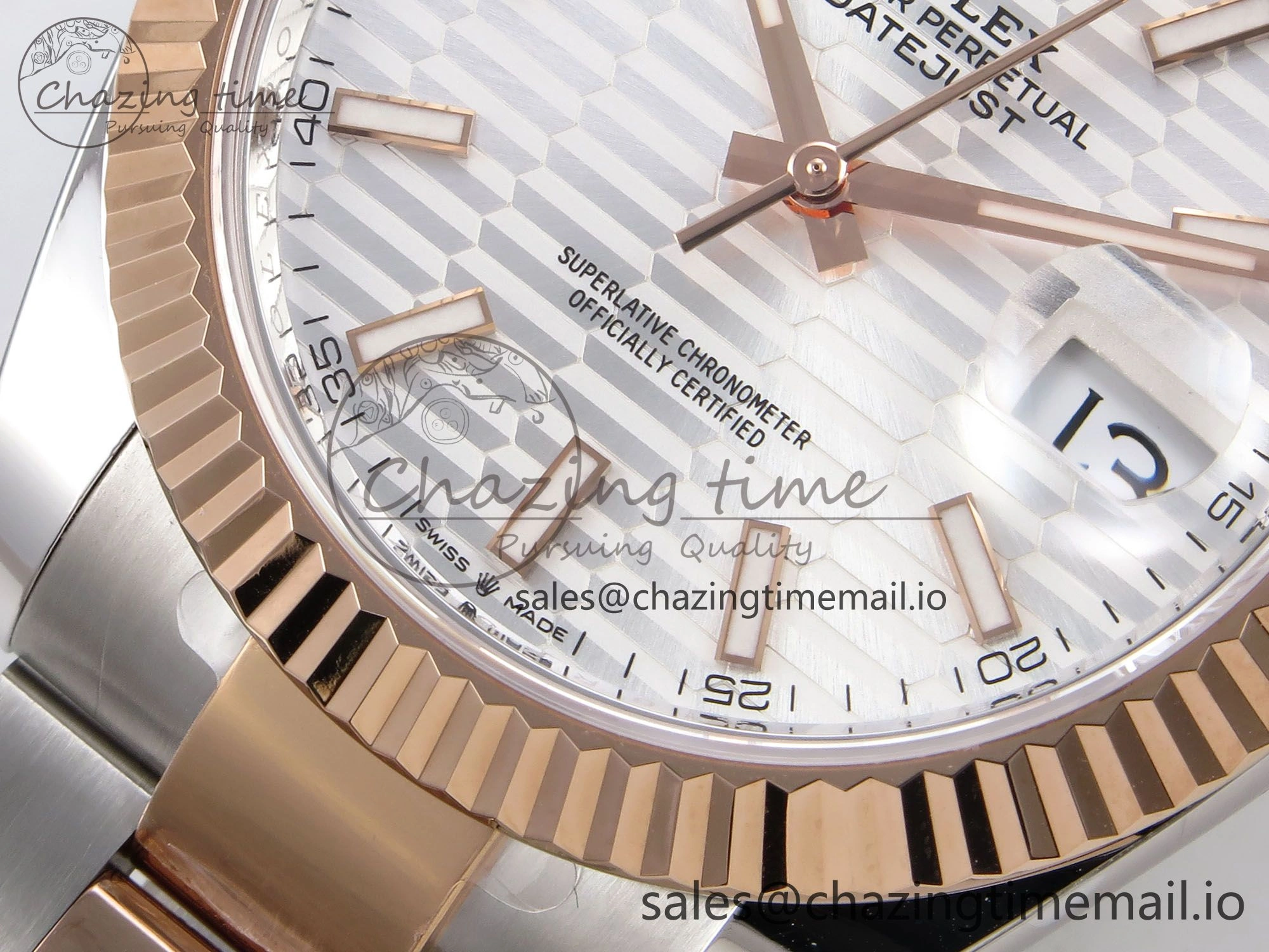 DateJust 41 126331 ARF 1:1 Best Edition 904L Steel Silver Textured Dial on SS RG Oyster Bracelet SH3235（Gain Weight）