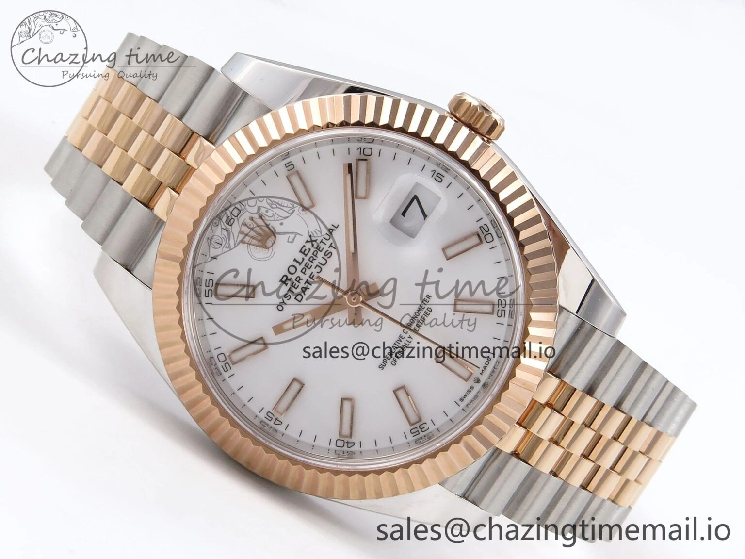 DateJust 41 126331 ARF 1:1 Best Edition 904L Steel White Dial on SS RG Jubilee Bracelet SH3235（Gain Weight）