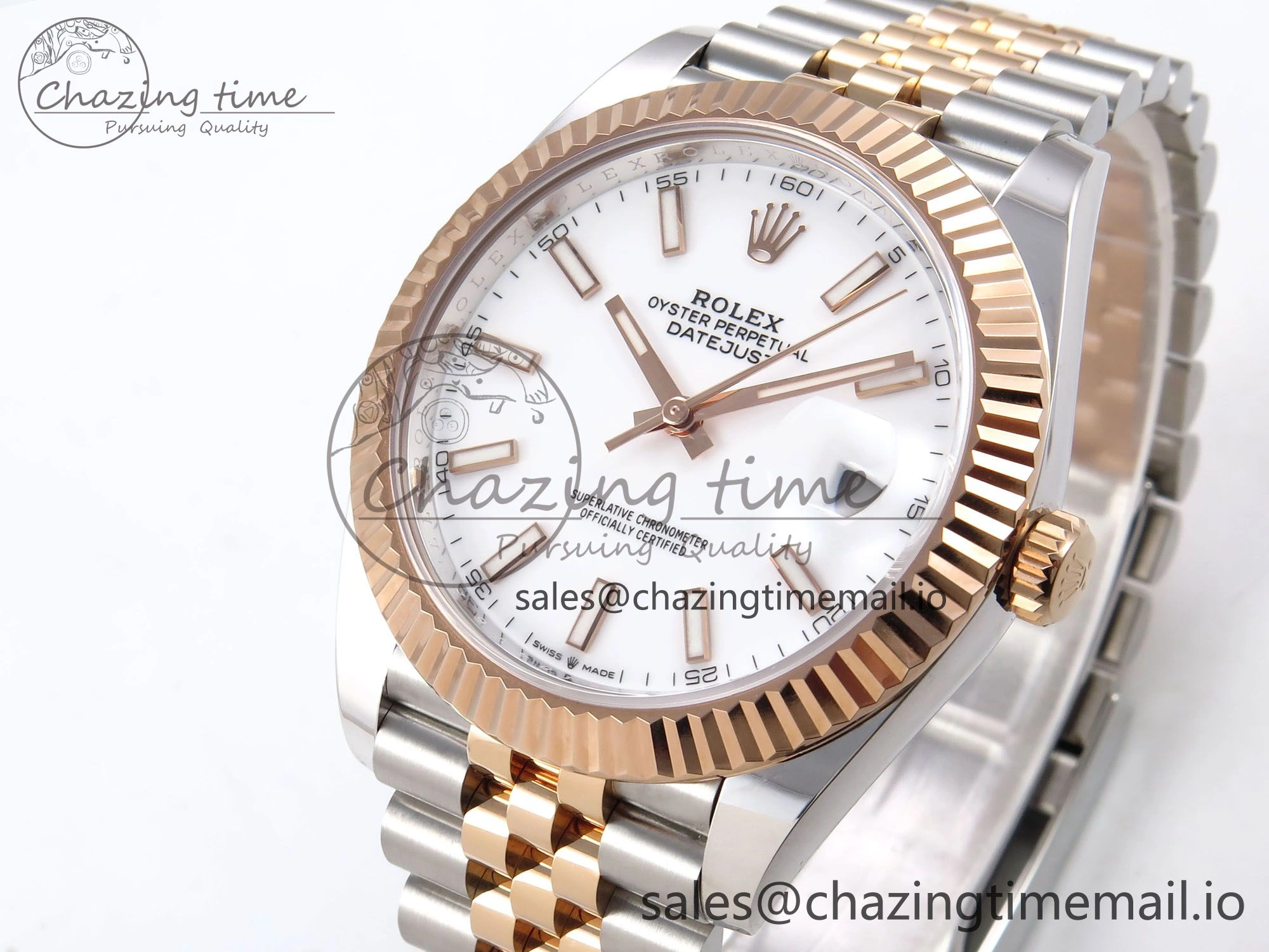 DateJust 41 126331 ARF 1:1 Best Edition 904L Steel White Dial on SS RG Jubilee Bracelet SH3235（Gain Weight）
