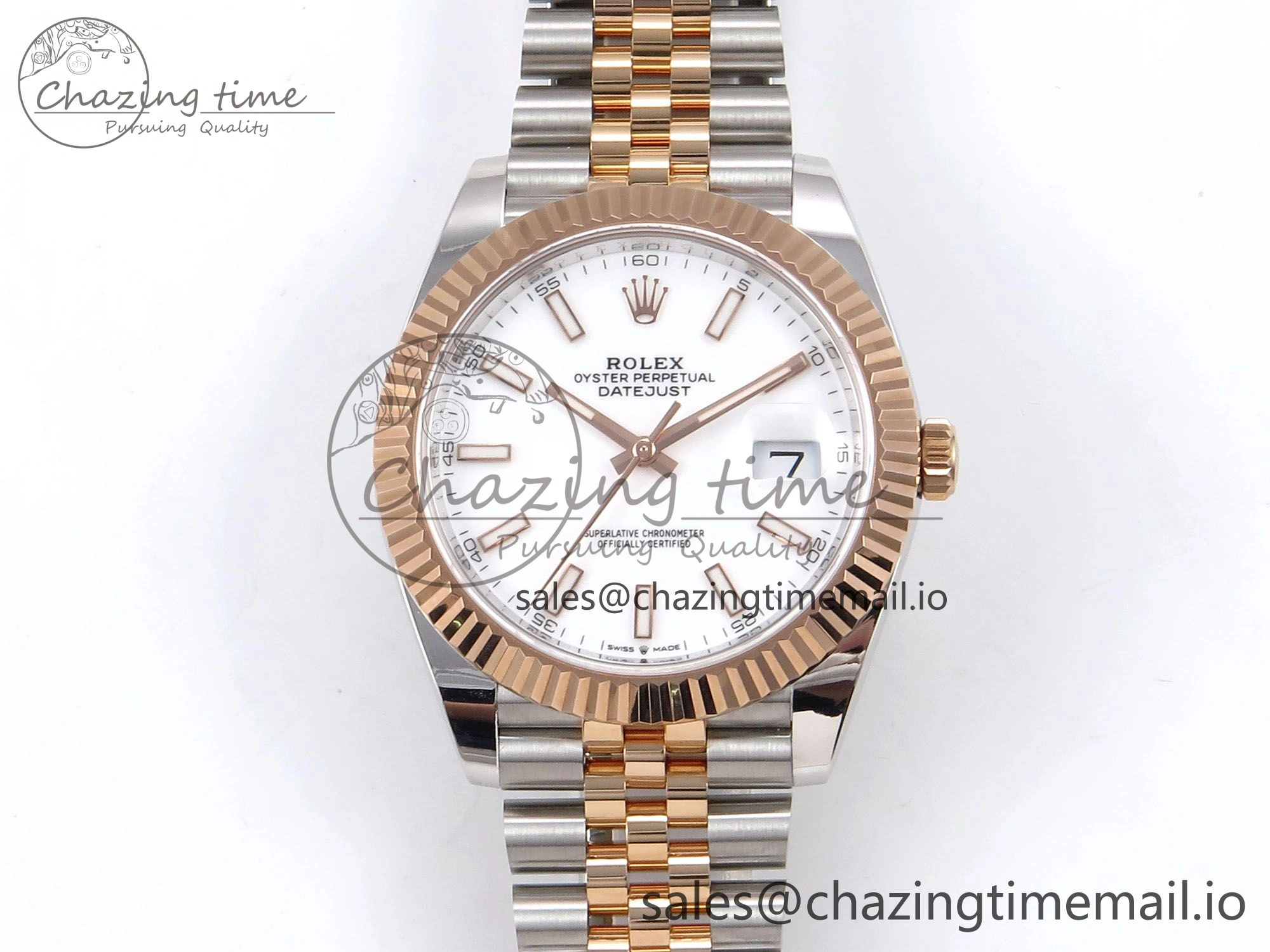 DateJust 41 126331 ARF 1:1 Best Edition 904L Steel White Dial on SS RG Jubilee Bracelet SH3235（Gain Weight）