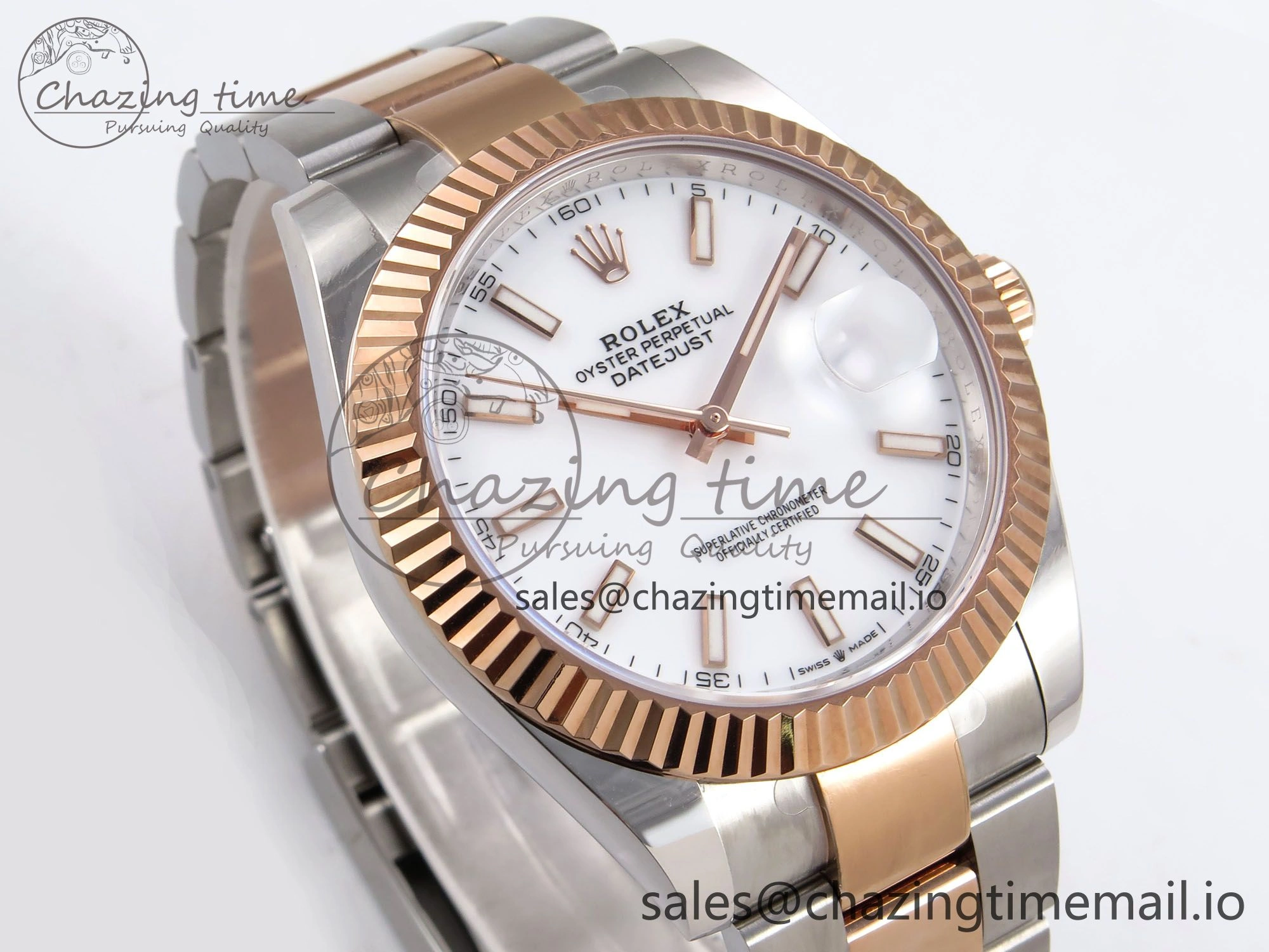 DateJust 41 126331 ARF 1:1 Best Edition 904L Steel White Dial on SS RG Oyster Bracelet SH3235（Gain Weight）