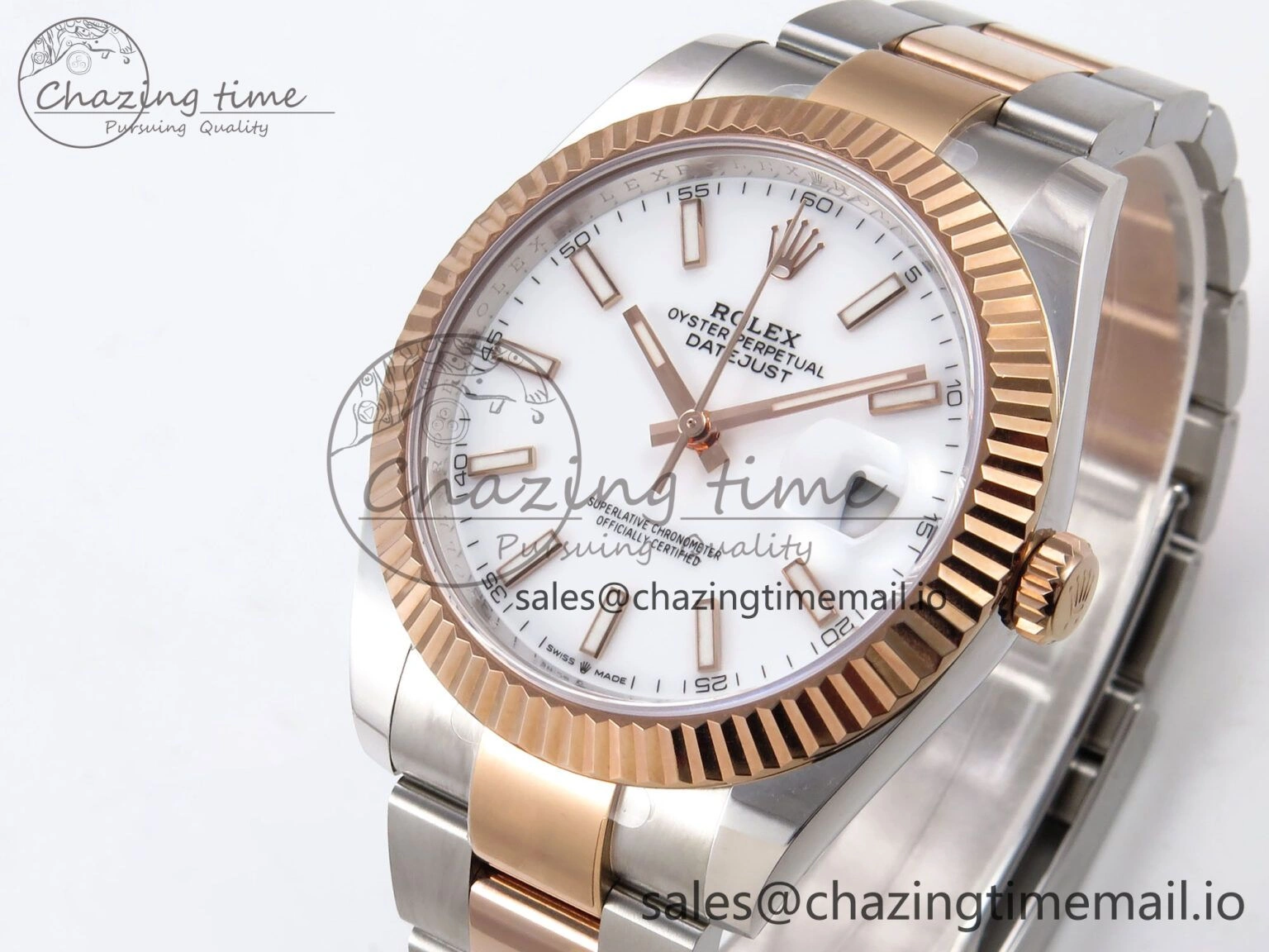 DateJust 41 126331 ARF 1:1 Best Edition 904L Steel White Dial on SS RG Oyster Bracelet SH3235（Gain Weight）