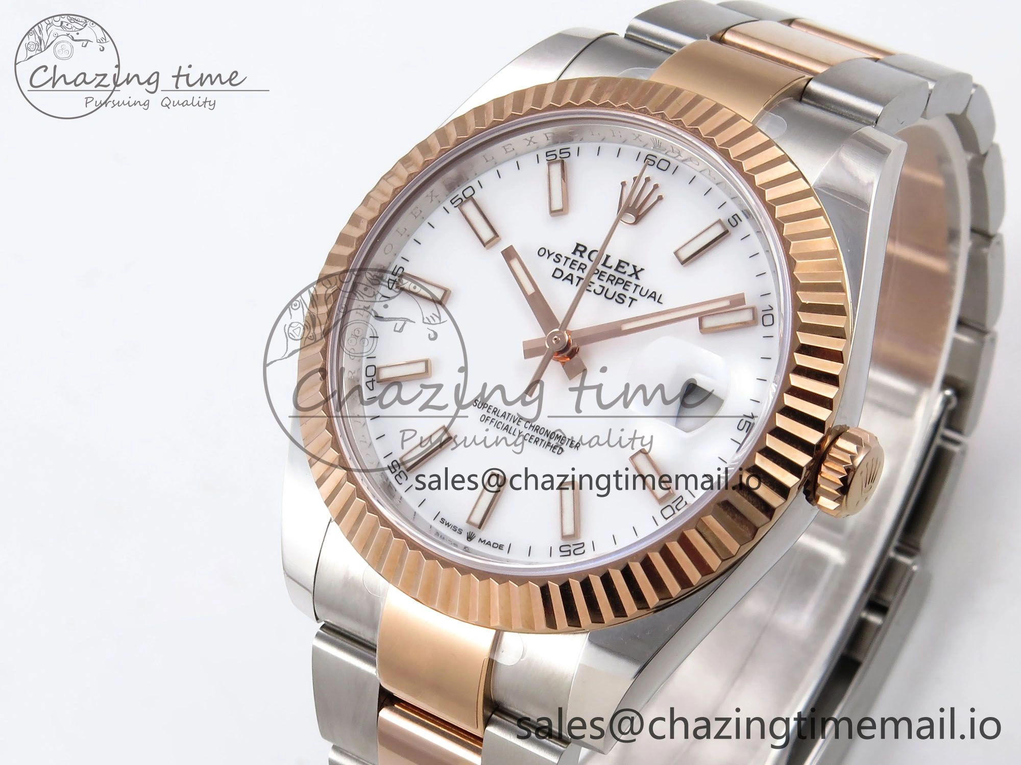 DateJust 41 126331 ARF 1:1 Best Edition 904L Steel White Dial on SS RG Oyster Bracelet SH3235（Gain Weight）