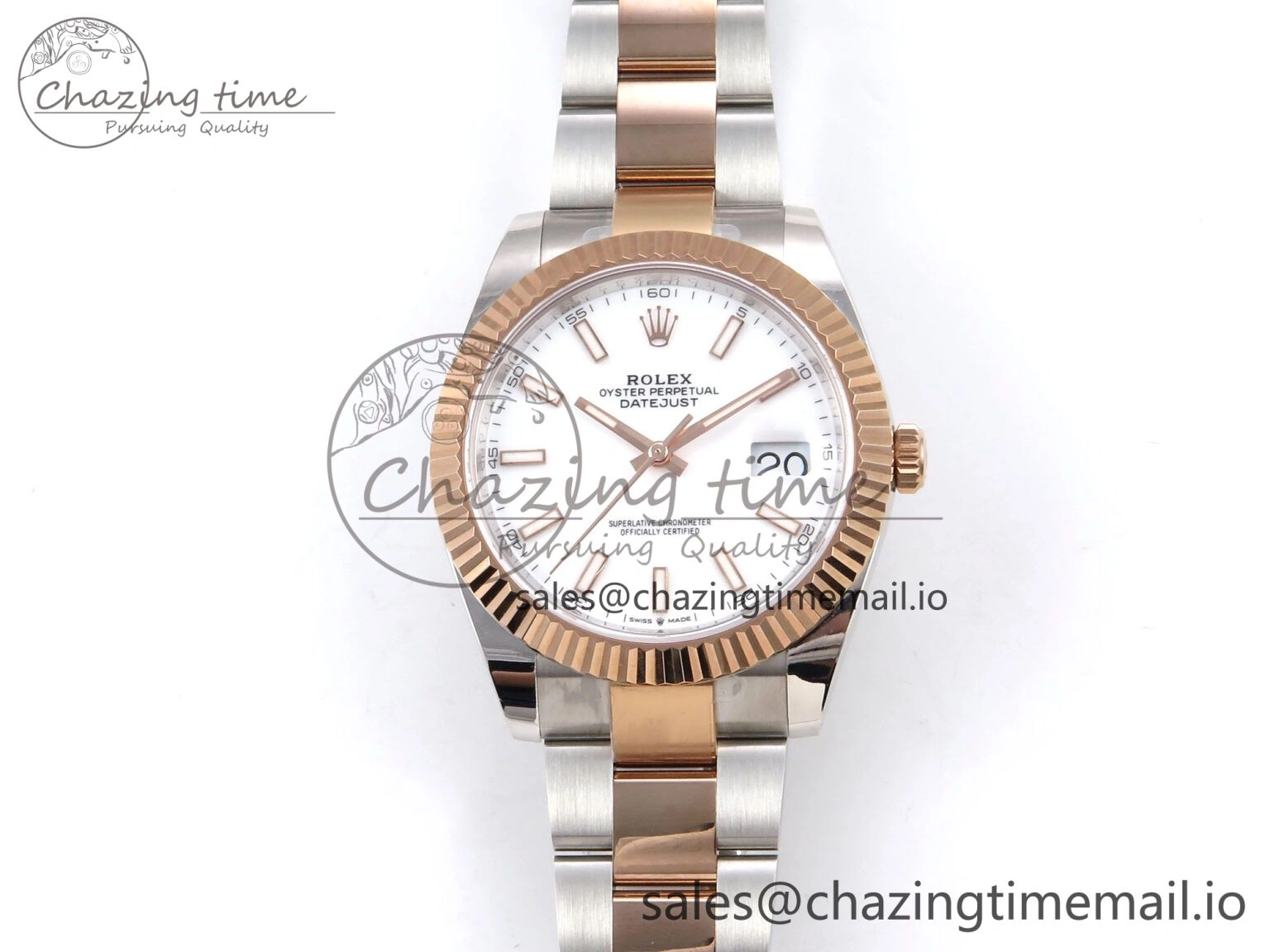 DateJust 41 126331 ARF 1:1 Best Edition 904L Steel White Dial on SS RG Oyster Bracelet SH3235（Gain Weight）