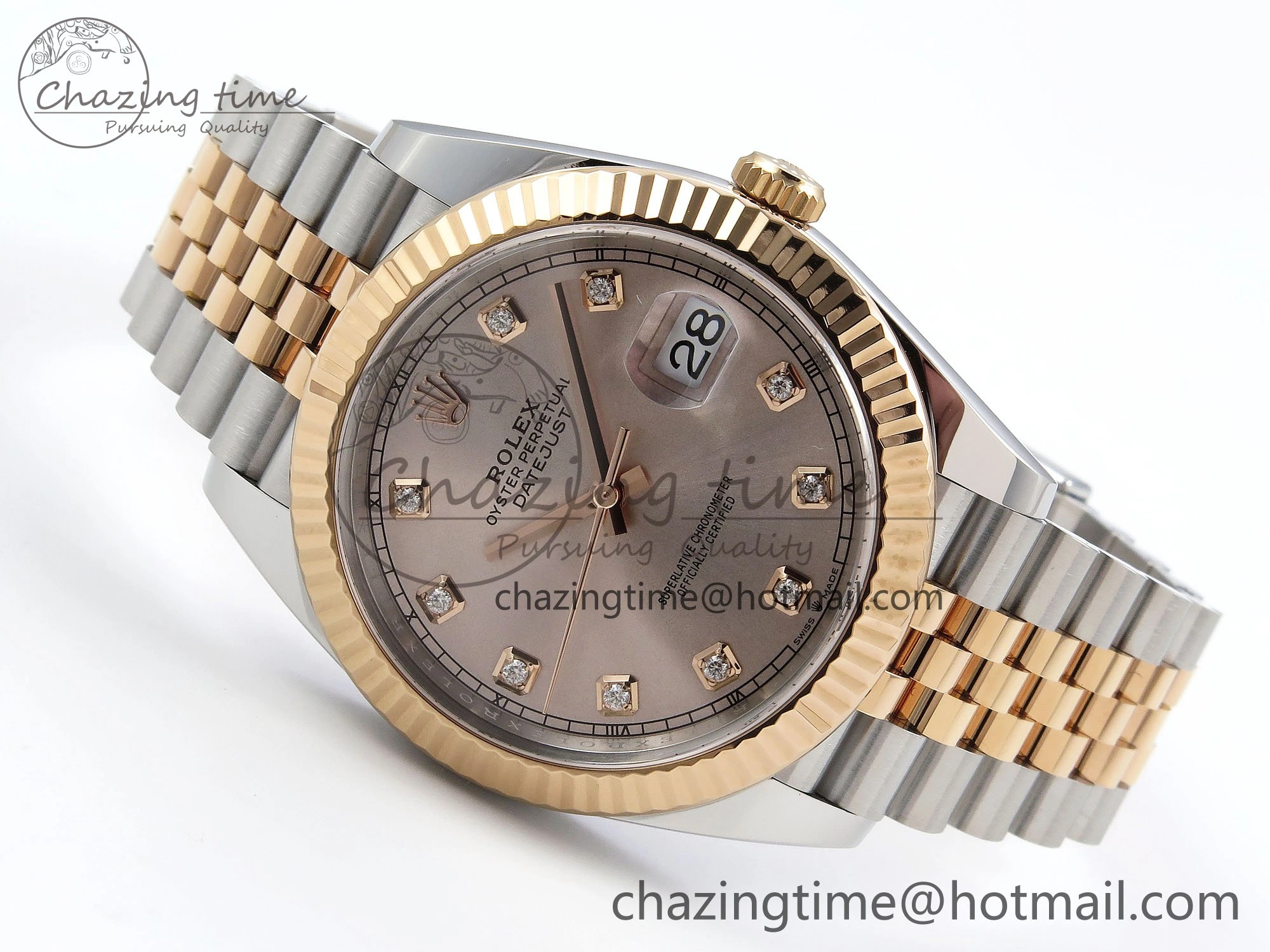 DateJust 41 126331 Clean 1:1 Best Edition 904L Steel RG Diamonds Dial on SS RG Jubilee Bracelet VR3235