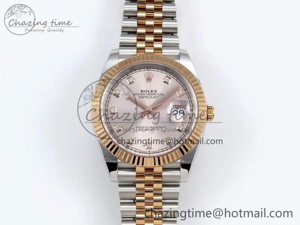 DateJust 41 126331 Clean 1:1 Best Edition 904L Steel RG Diamonds Dial on SS RG Jubilee Bracelet VR3235