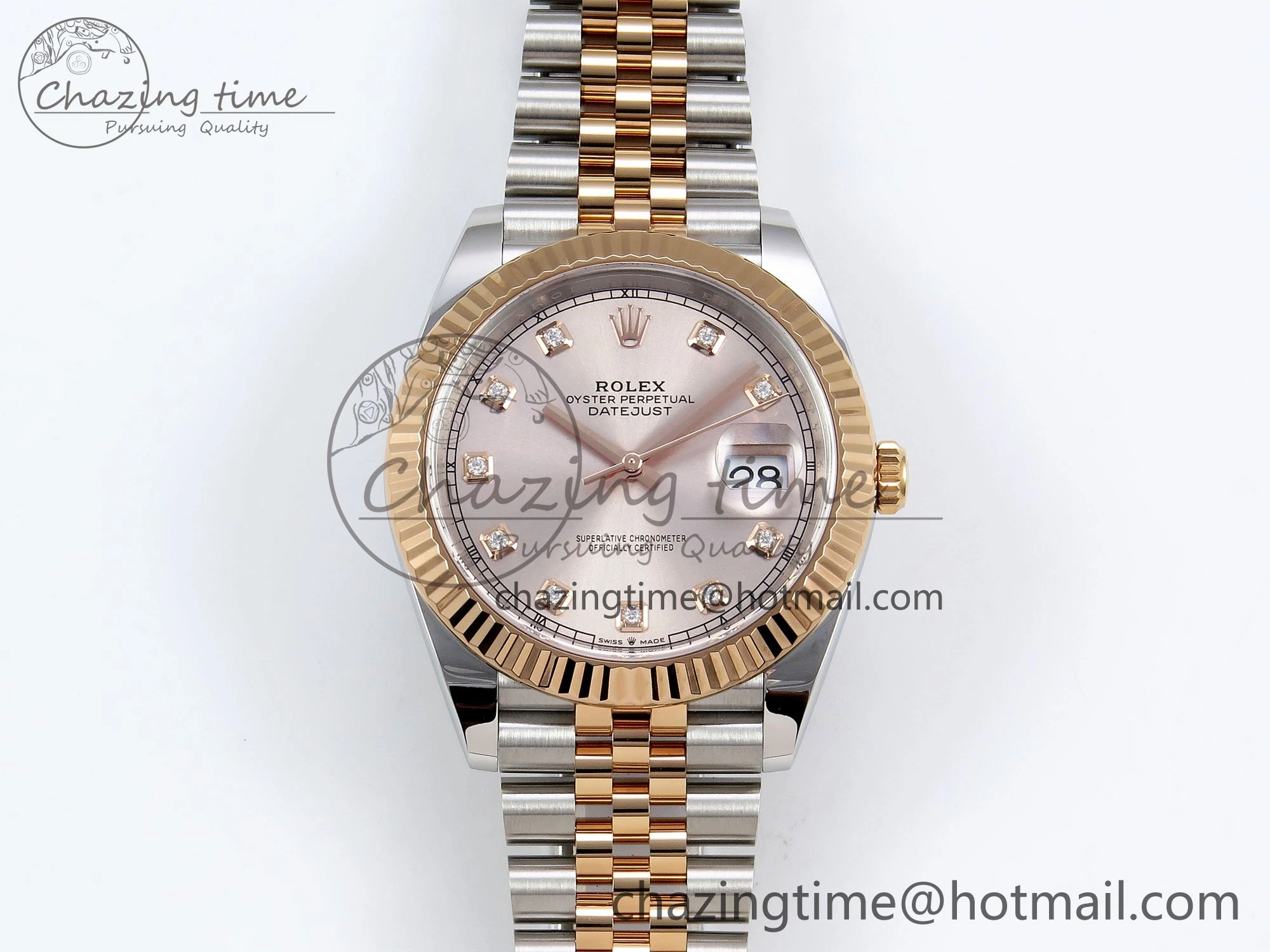 DateJust 41 126331 Clean 1:1 Best Edition 904L Steel RG Diamonds Dial on SS RG Jubilee Bracelet VR3235
