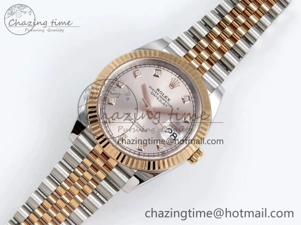 DateJust 41 126331 Clean 1:1 Best Edition 904L Steel RG Diamonds Dial on SS RG Jubilee Bracelet VR3235