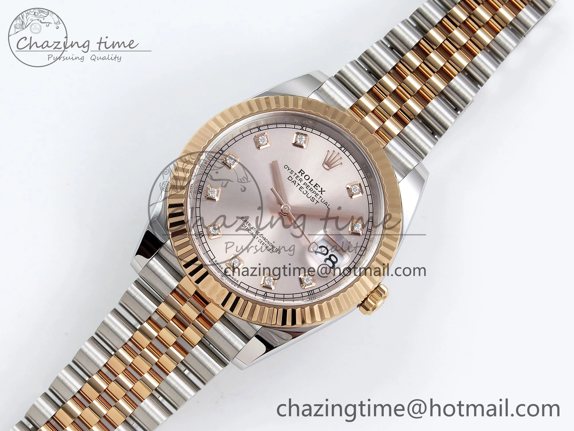 DateJust 41 126331 Clean 1:1 Best Edition 904L Steel RG Diamonds Dial on SS RG Jubilee Bracelet VR3235