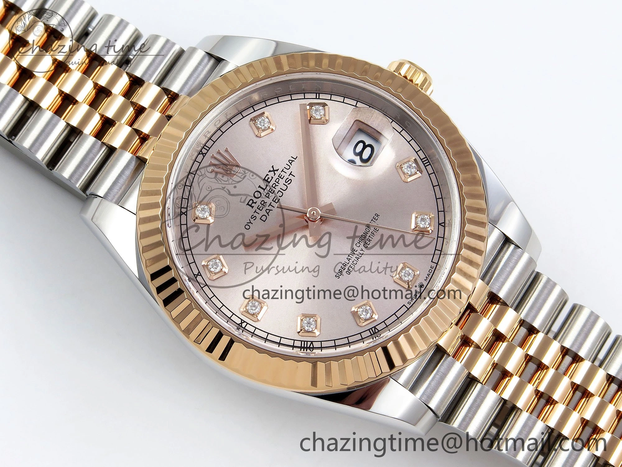 DateJust 41 126331 Clean 1:1 Best Edition 904L Steel RG Diamonds Dial on SS RG Jubilee Bracelet VR3235