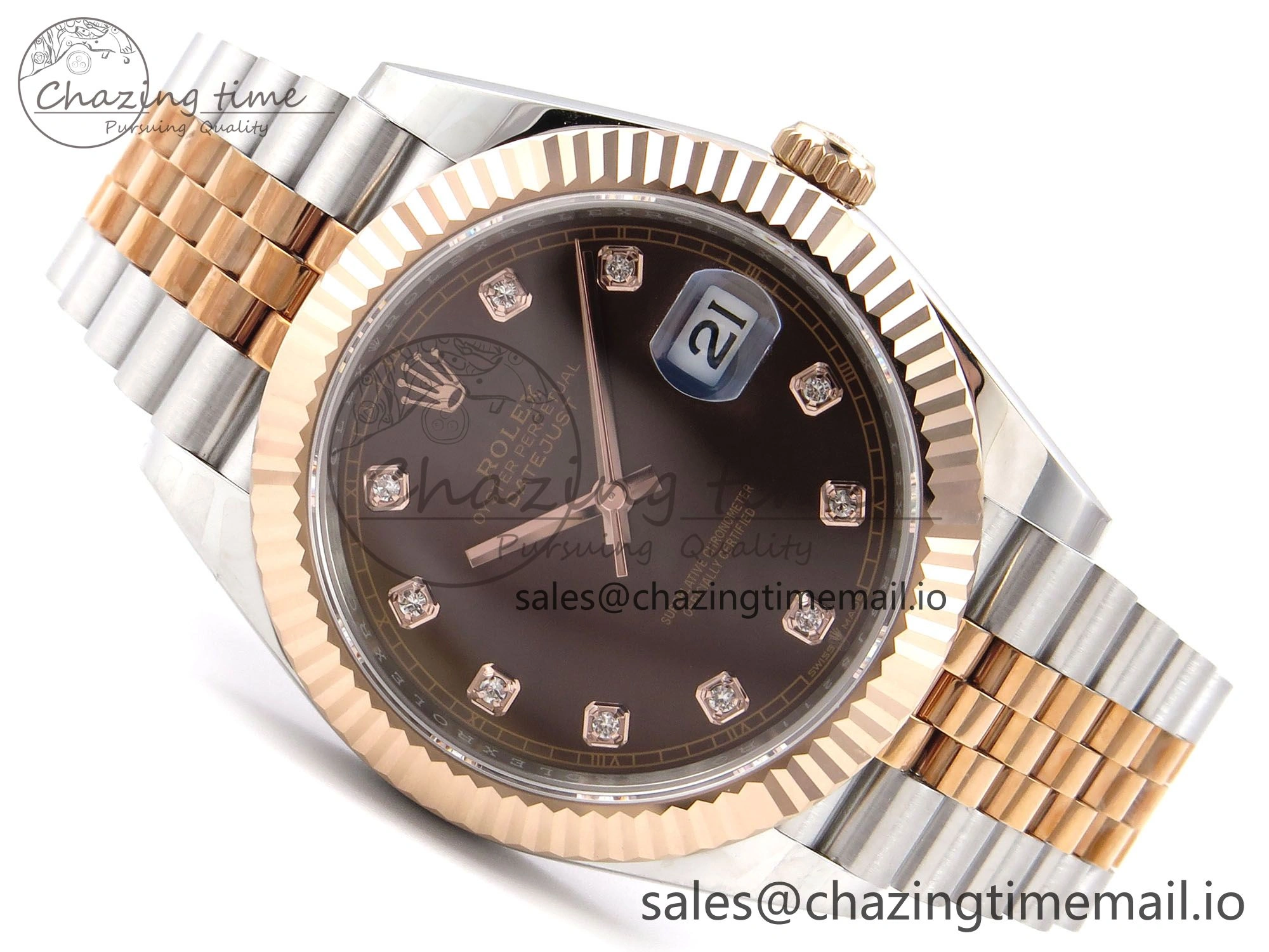 DateJust 41 126331 EWEF Best Edition Brown Diamonds Dial on SS RG Jubilee Bracelet A3235