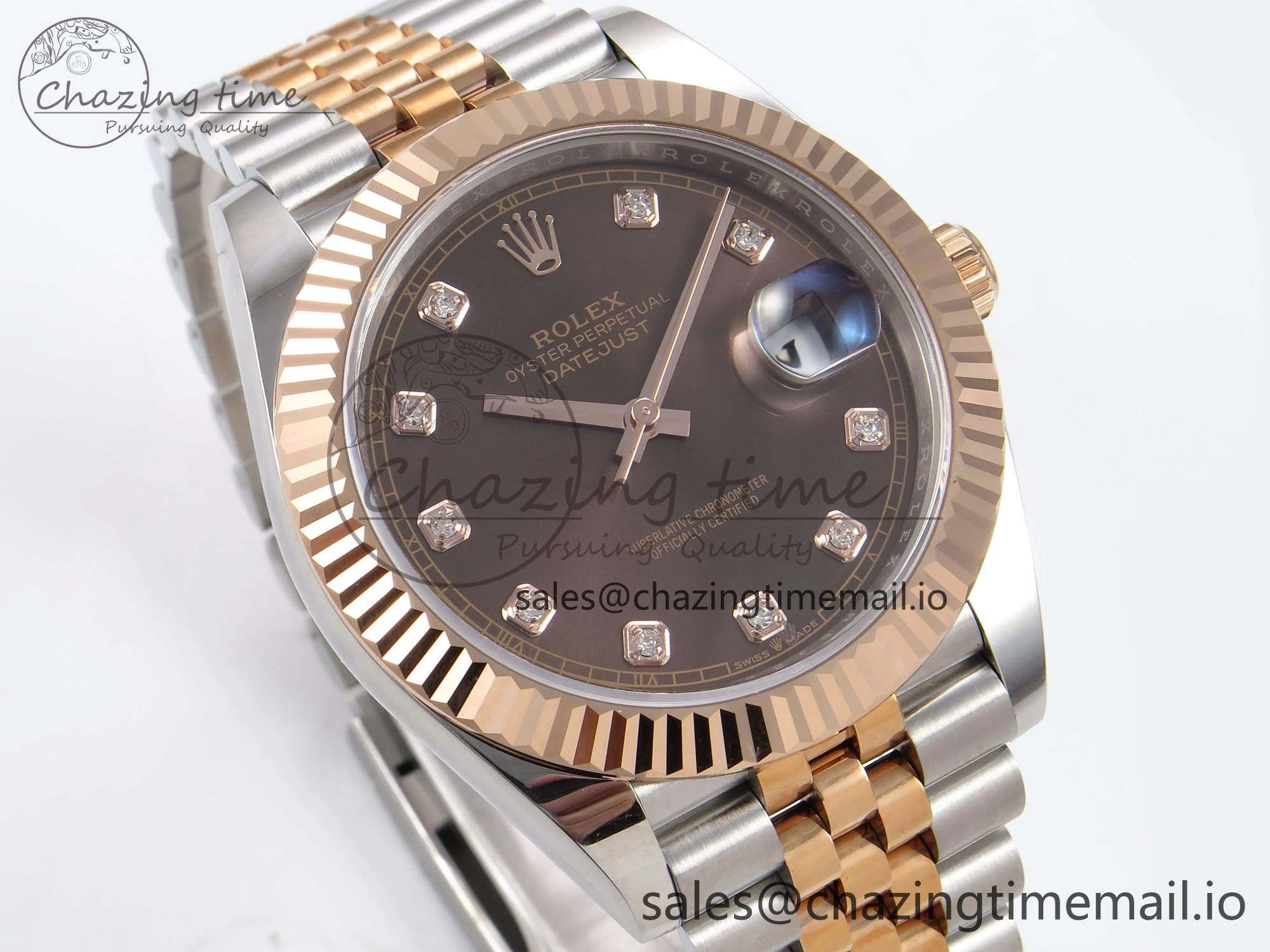 DateJust 41 126331 EWEF Best Edition Brown Diamonds Dial on SS RG Jubilee Bracelet A3235