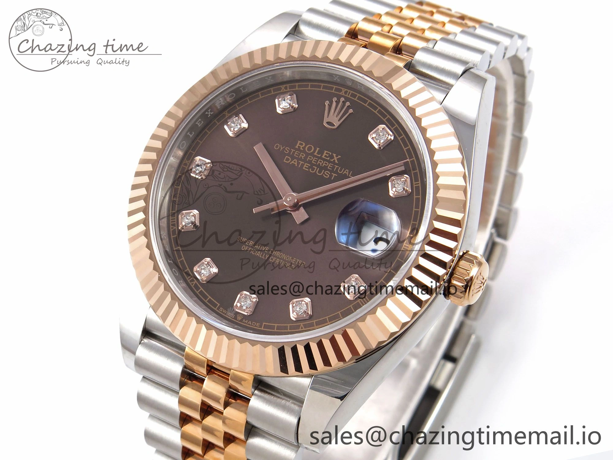 DateJust 41 126331 EWEF Best Edition Brown Diamonds Dial on SS RG Jubilee Bracelet A3235