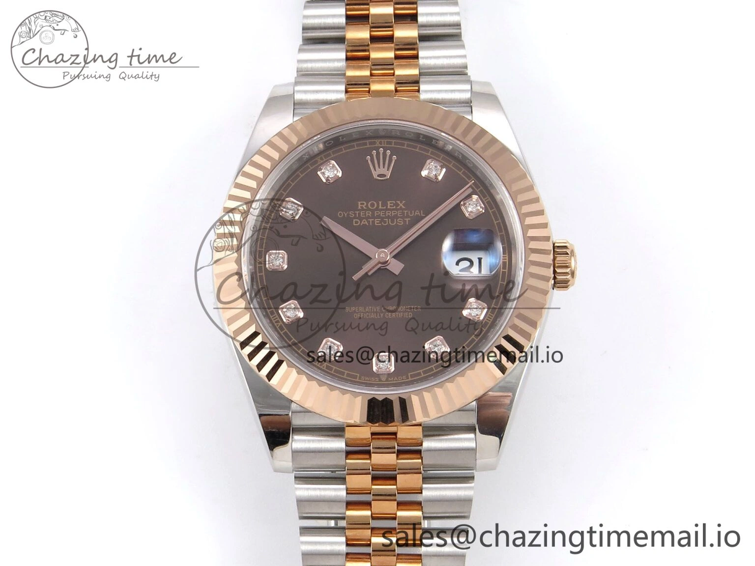DateJust 41 126331 EWEF Best Edition Brown Diamonds Dial on SS RG Jubilee Bracelet A3235