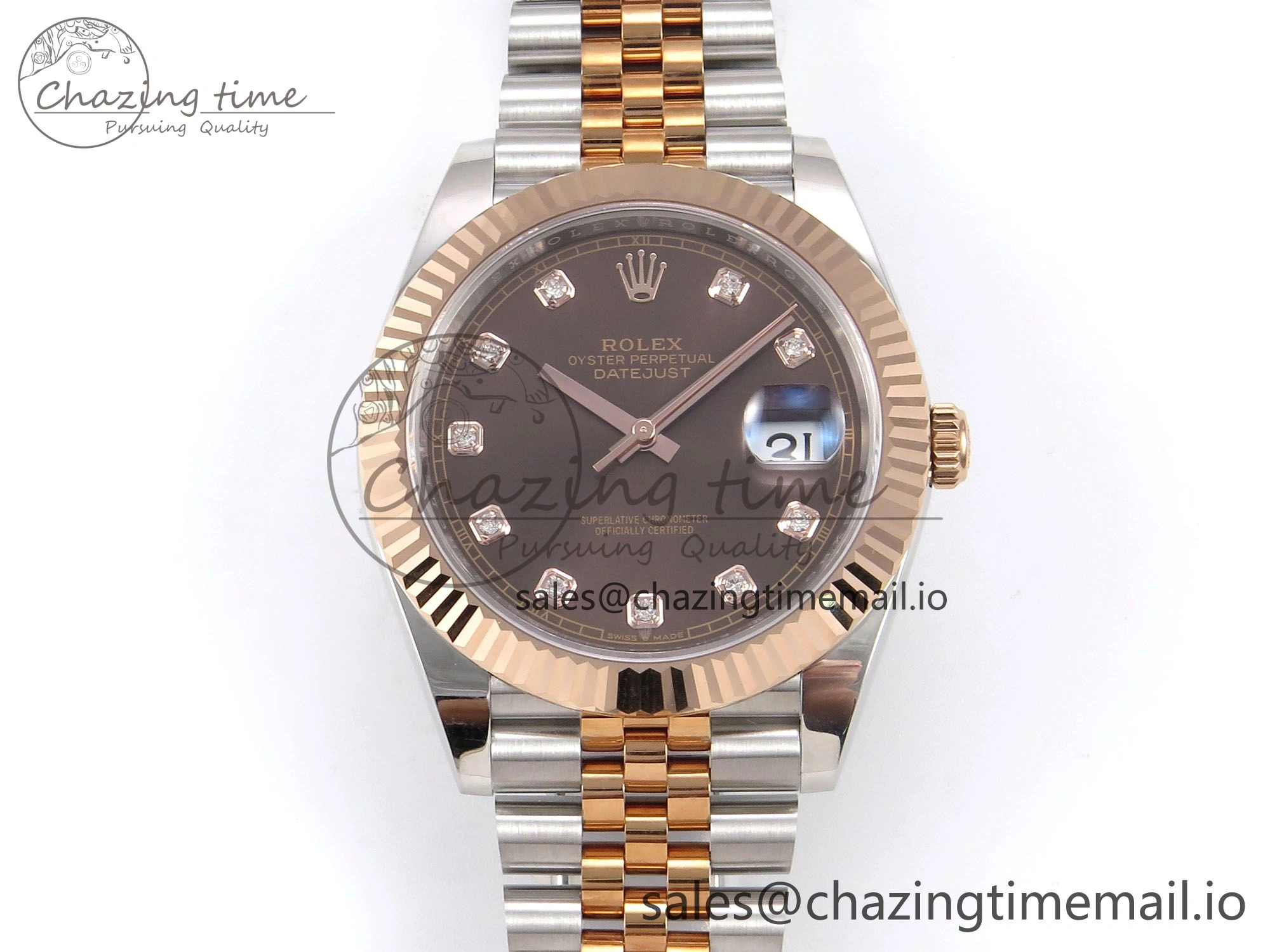 DateJust 41 126331 EWEF Best Edition Brown Diamonds Dial on SS RG Jubilee Bracelet A3235