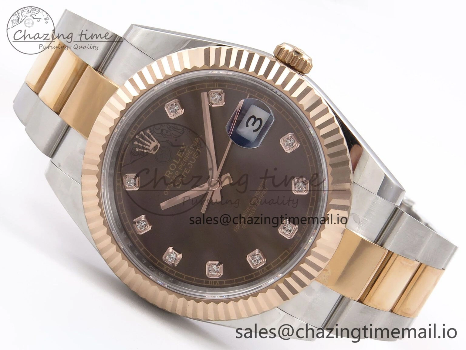 DateJust 41 126331 EWEF Best Edition Brown Diamonds Dial on SS RG Oyster Bracelet A3235