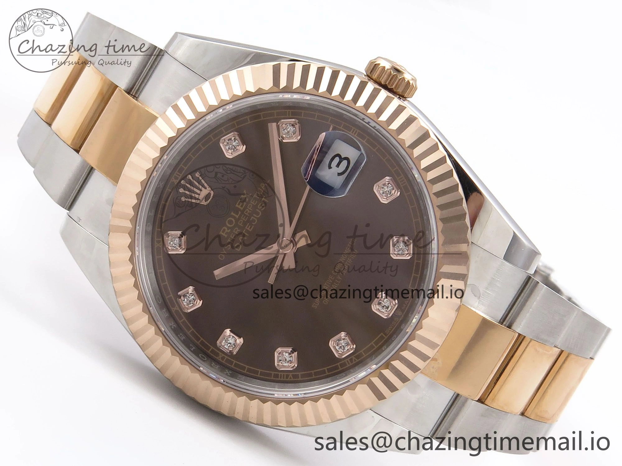 DateJust 41 126331 EWEF Best Edition Brown Diamonds Dial on SS RG Oyster Bracelet A3235