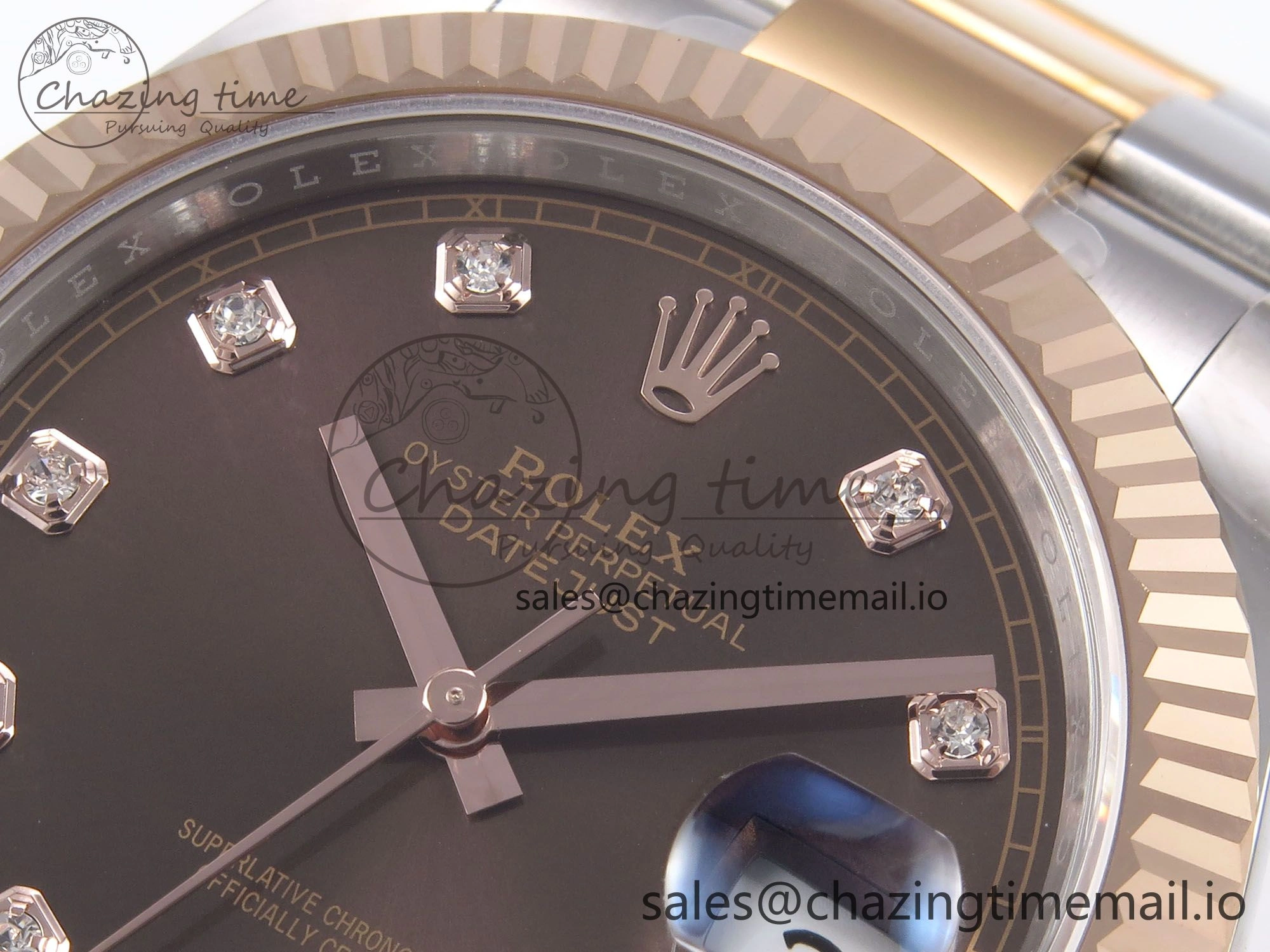 DateJust 41 126331 EWEF Best Edition Brown Diamonds Dial on SS RG Oyster Bracelet A3235