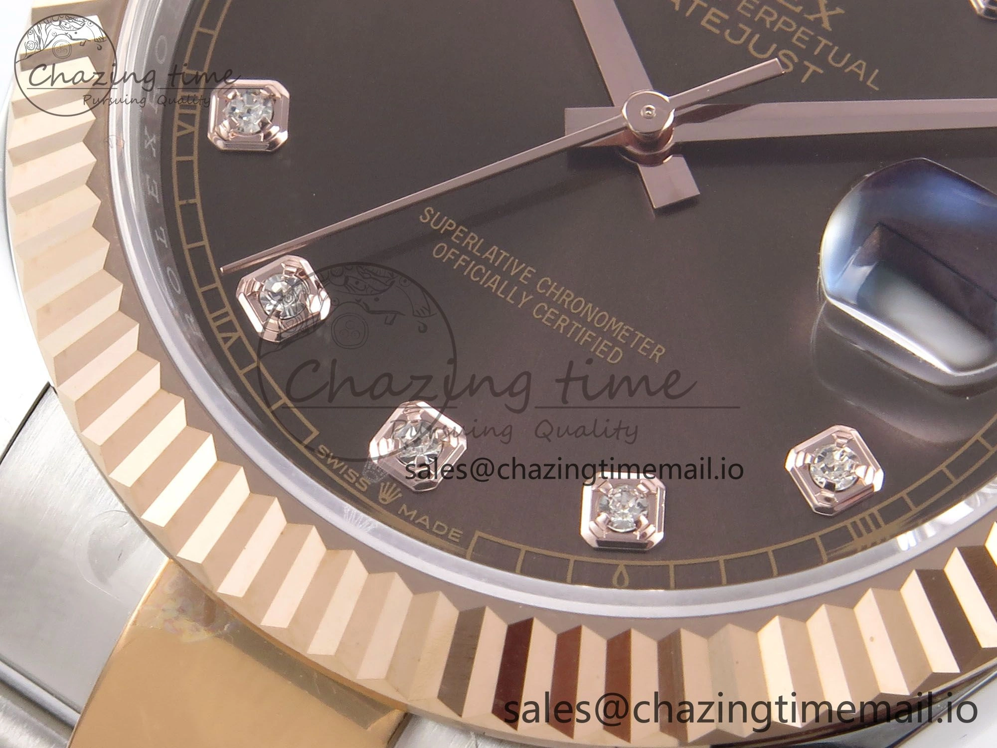 DateJust 41 126331 EWEF Best Edition Brown Diamonds Dial on SS RG Oyster Bracelet A3235