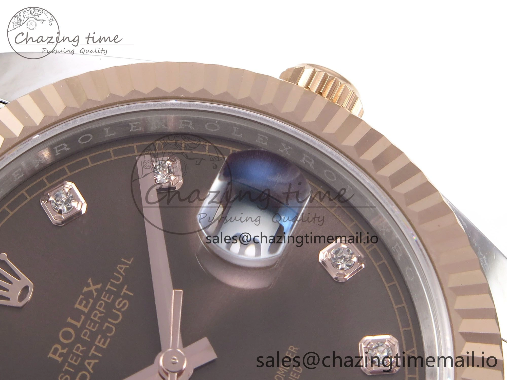 DateJust 41 126331 EWEF Best Edition Brown Diamonds Dial on SS RG Oyster Bracelet A3235