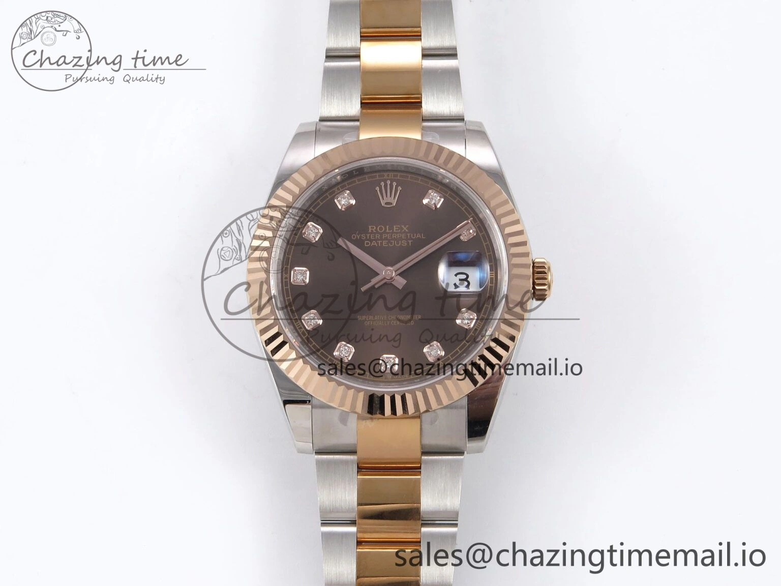 DateJust 41 126331 EWEF Best Edition Brown Diamonds Dial on SS RG Oyster Bracelet A3235