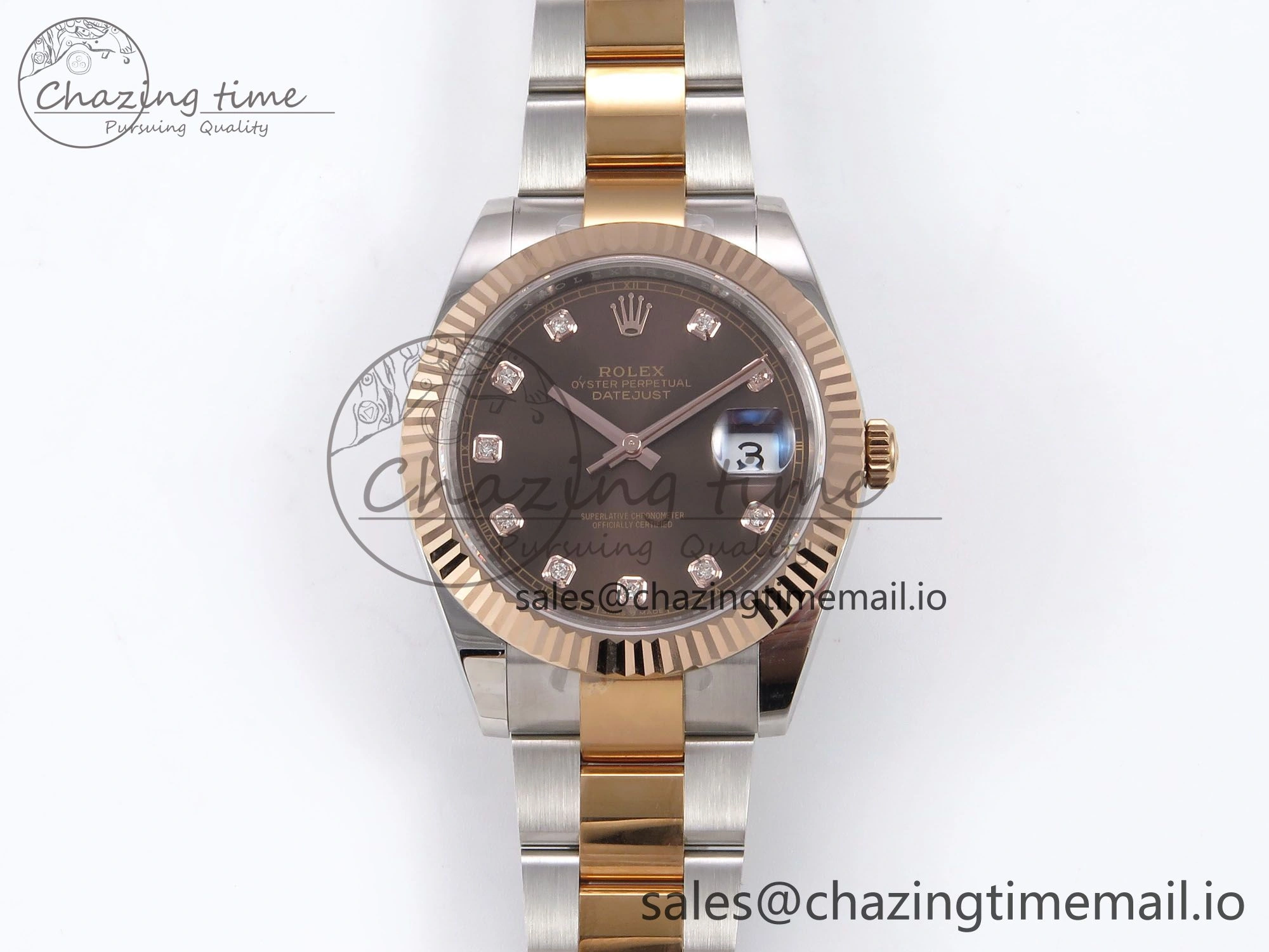 DateJust 41 126331 EWEF Best Edition Brown Diamonds Dial on SS RG Oyster Bracelet A3235